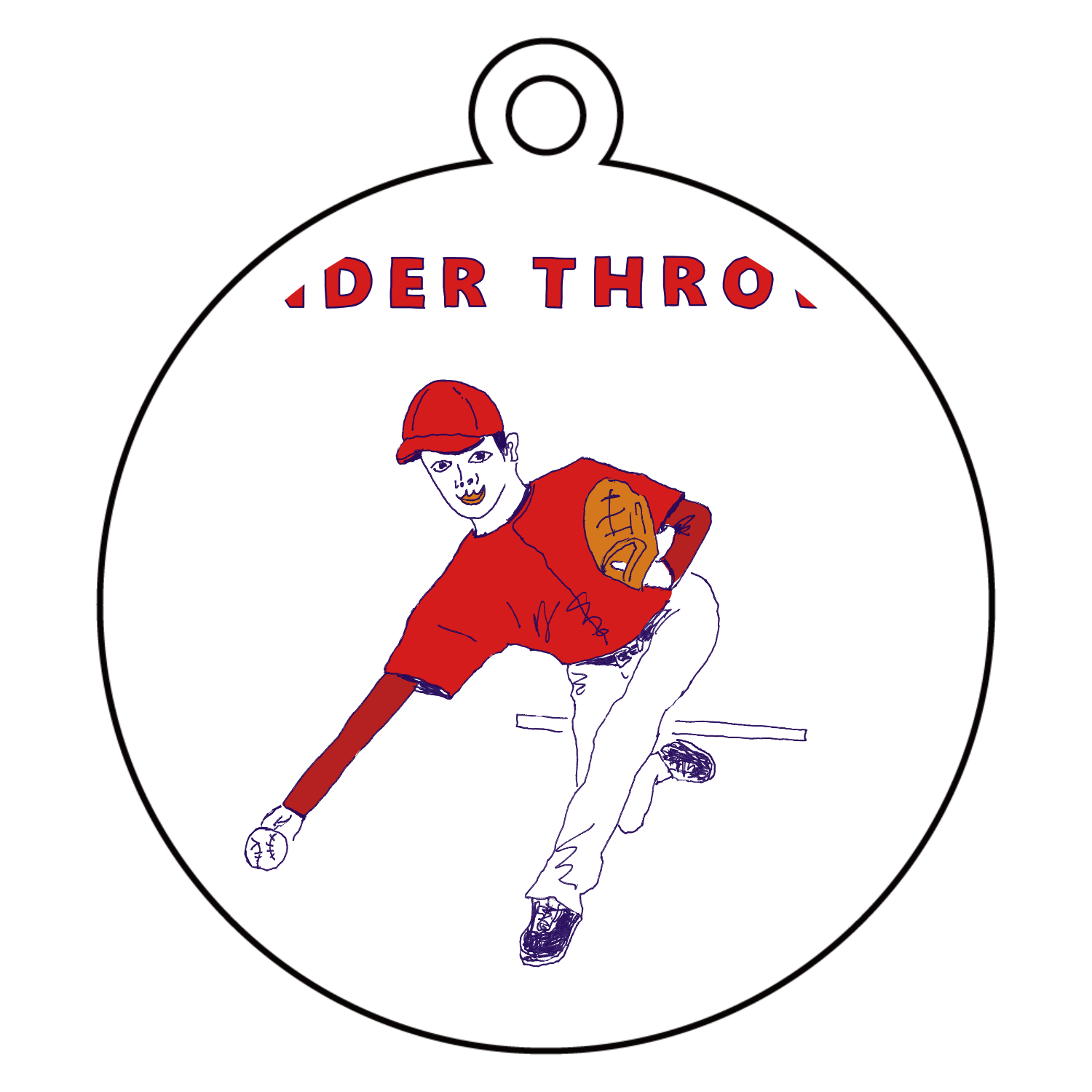 野球デザイン「アンダースロー」 アクリルキーホルダー　丸型 (6cm)