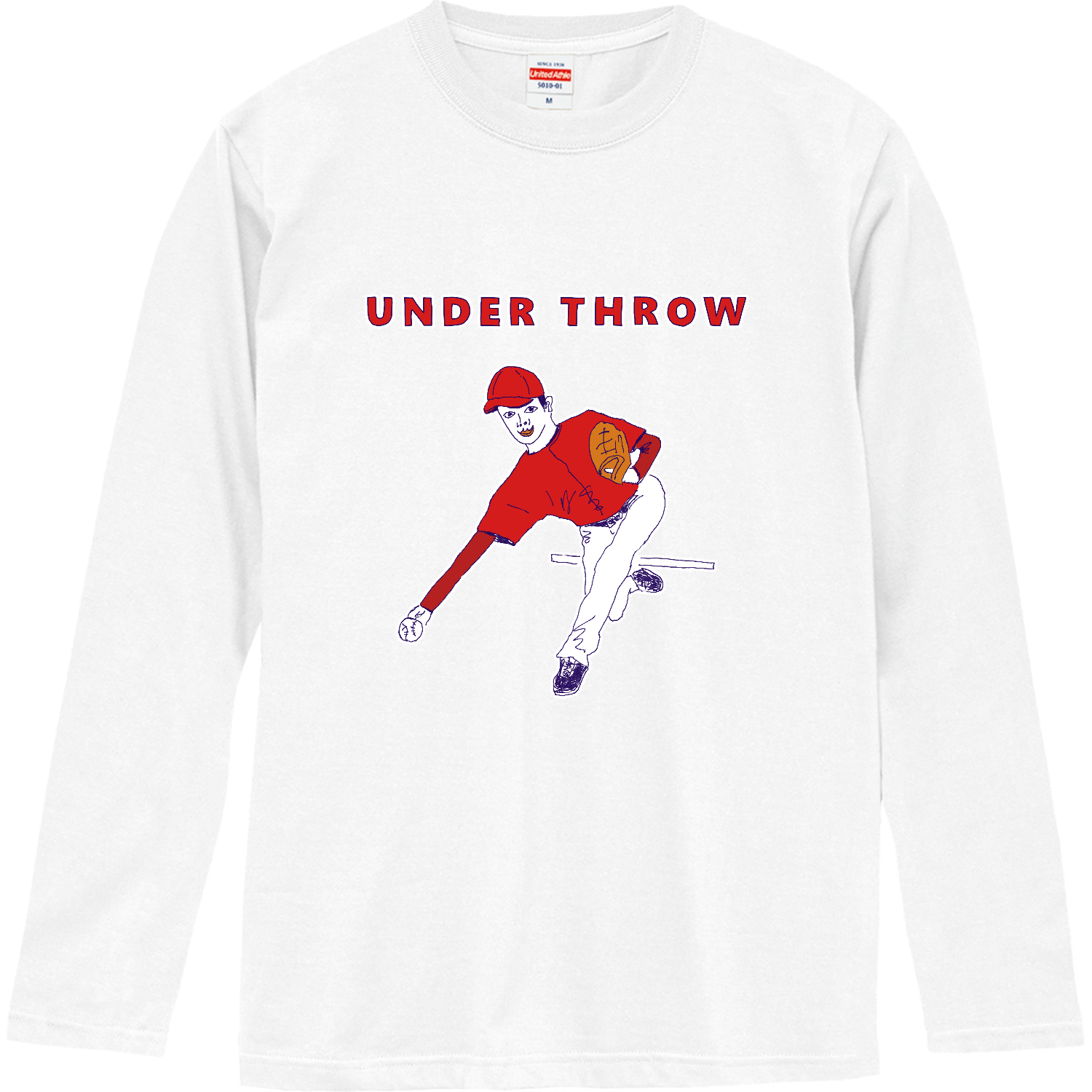 野球デザイン「アンダースロー」 ロングスリーブTシャツ