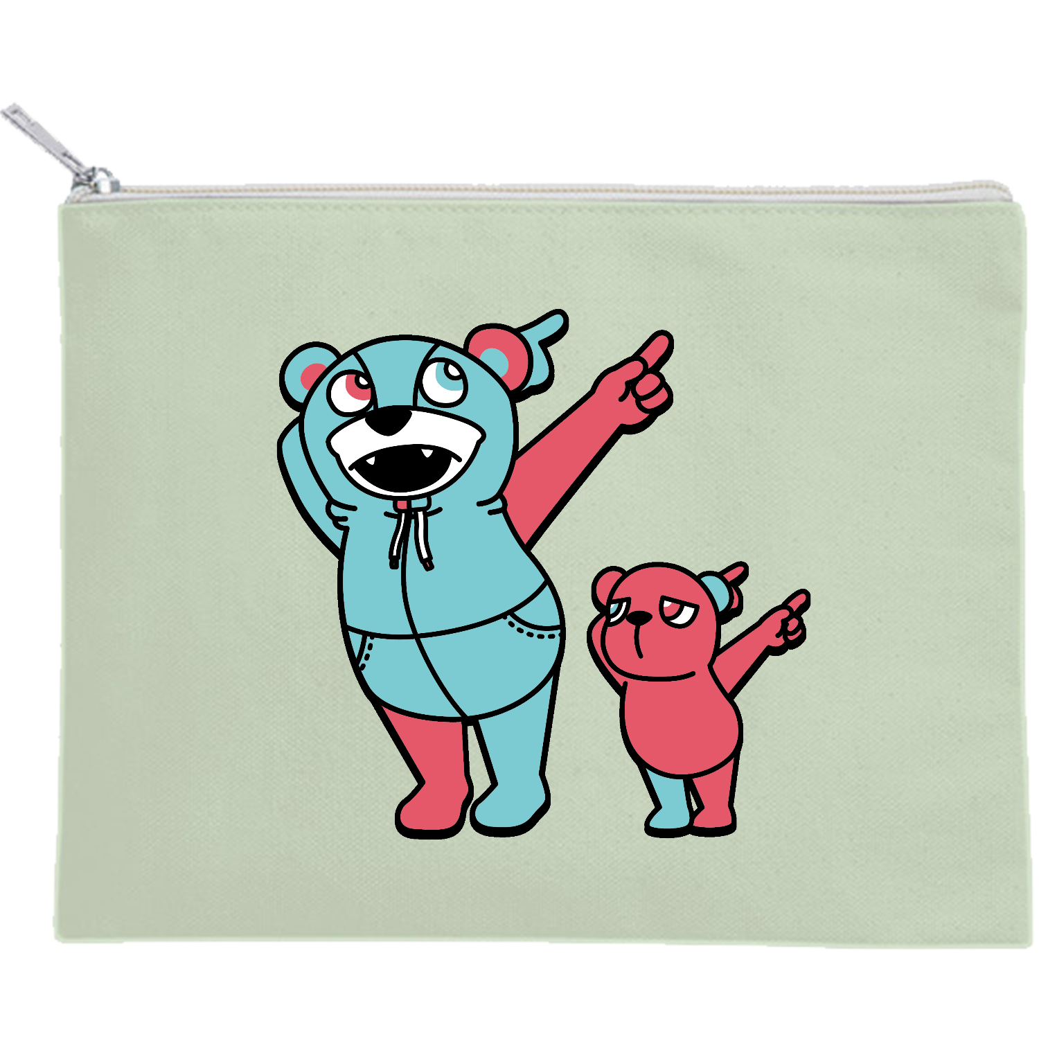 NANAMEUEクマ キャンバスフラットポーチ（M）【白プリント有】