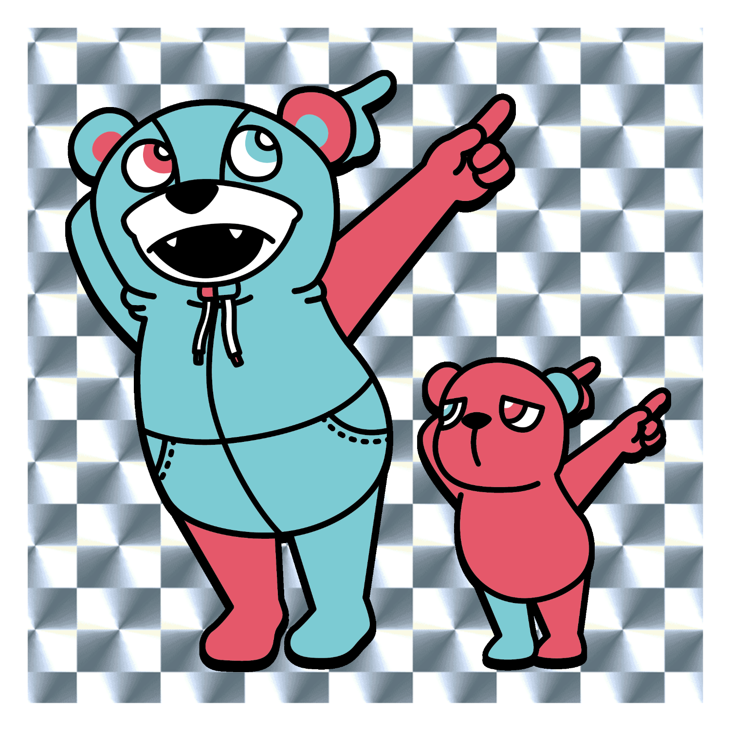 NANAMEUEクマ キラキラシール　シルバー