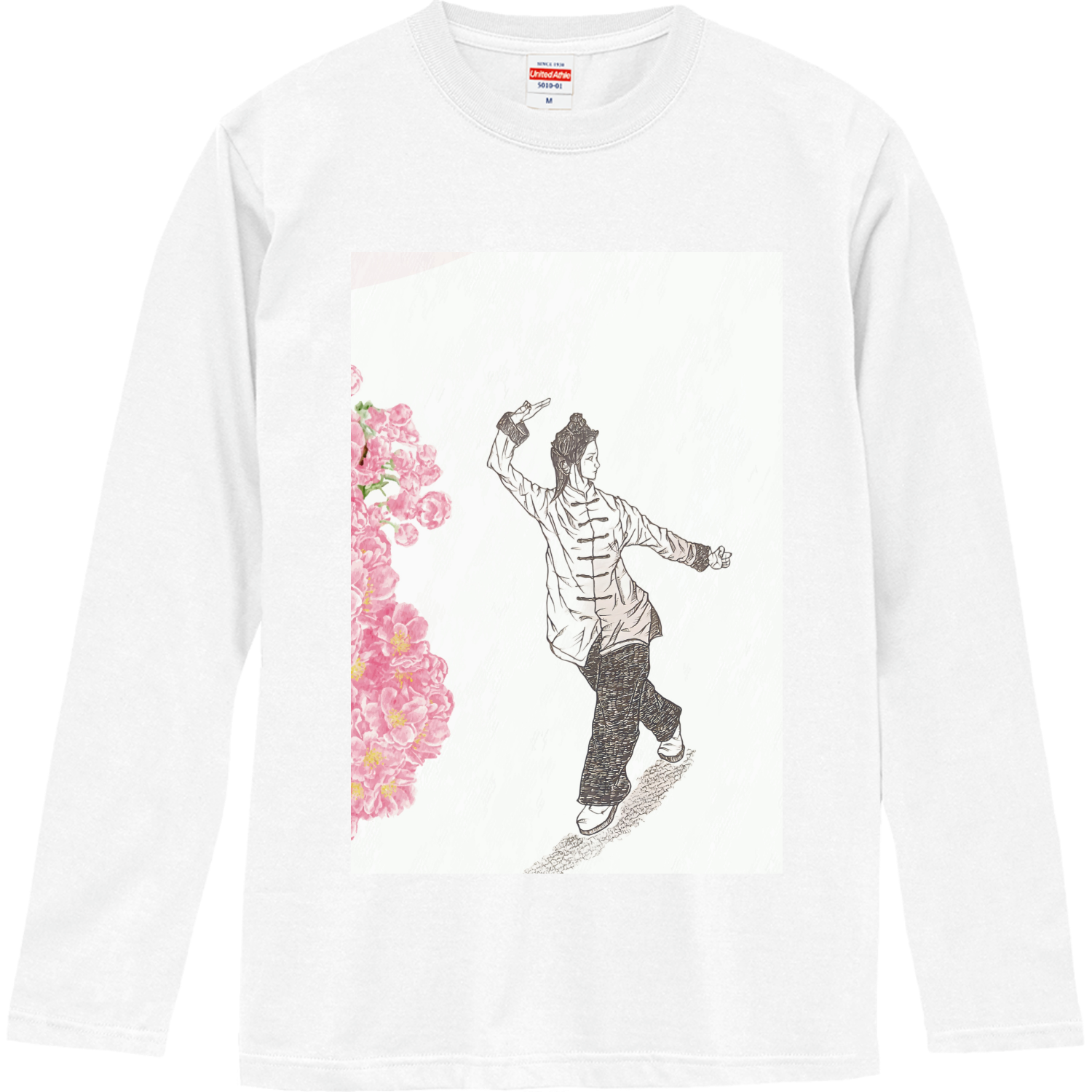 太極拳、女子、華麗、スポーツ、イラスト ロングスリーブTシャツ