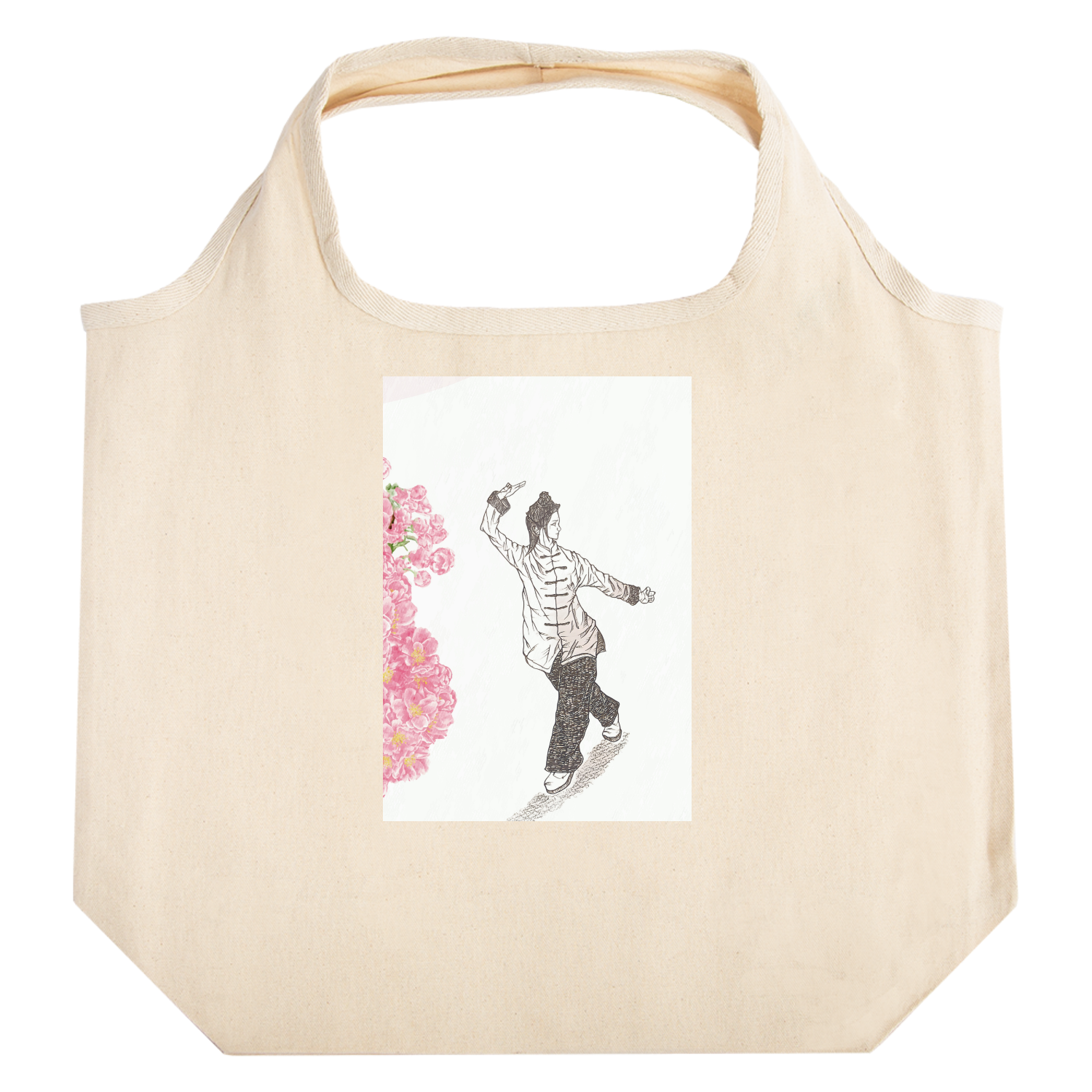 太極拳、女子、華麗、スポーツ、イラスト たためるマルシェ【白プリントあり】