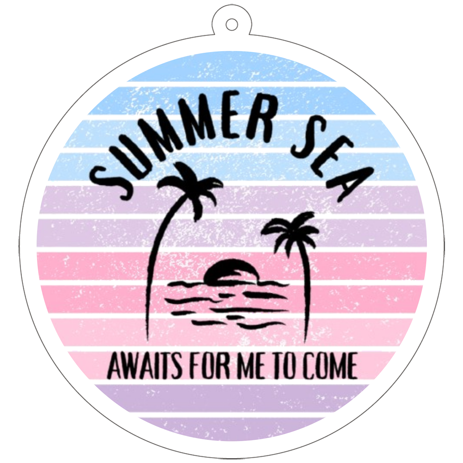 summer sea☆ピンク 70×70mm アクリルキーホルダー(丸型)