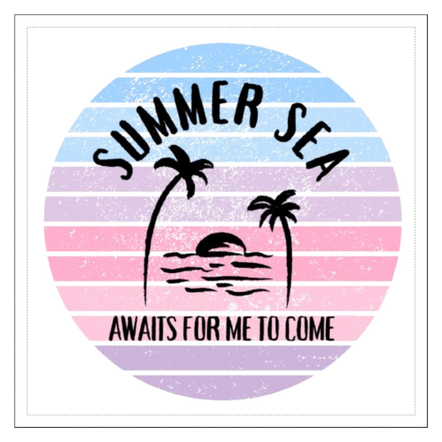 summer sea☆ピンク 100mmクリアステッカー・シール