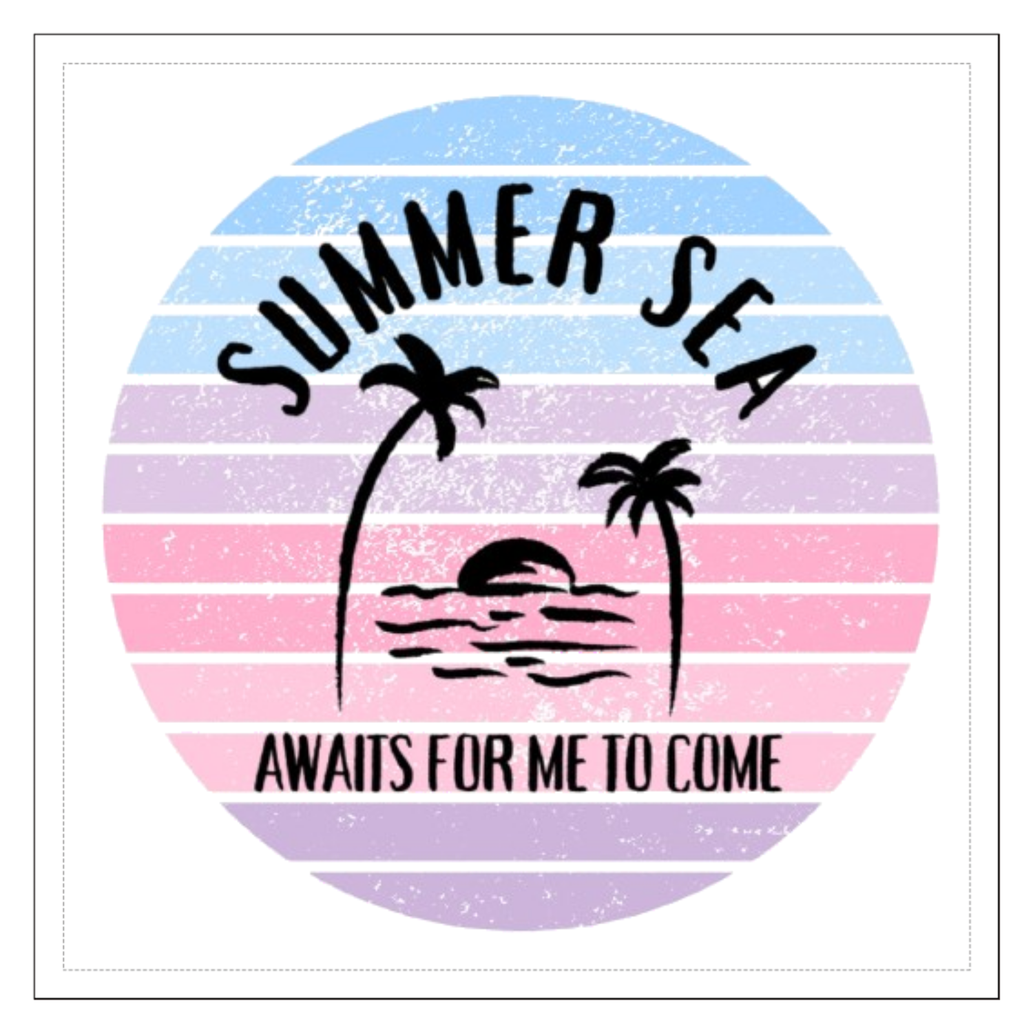 summer sea☆ピンク 100mmホワイトステッカー・シール