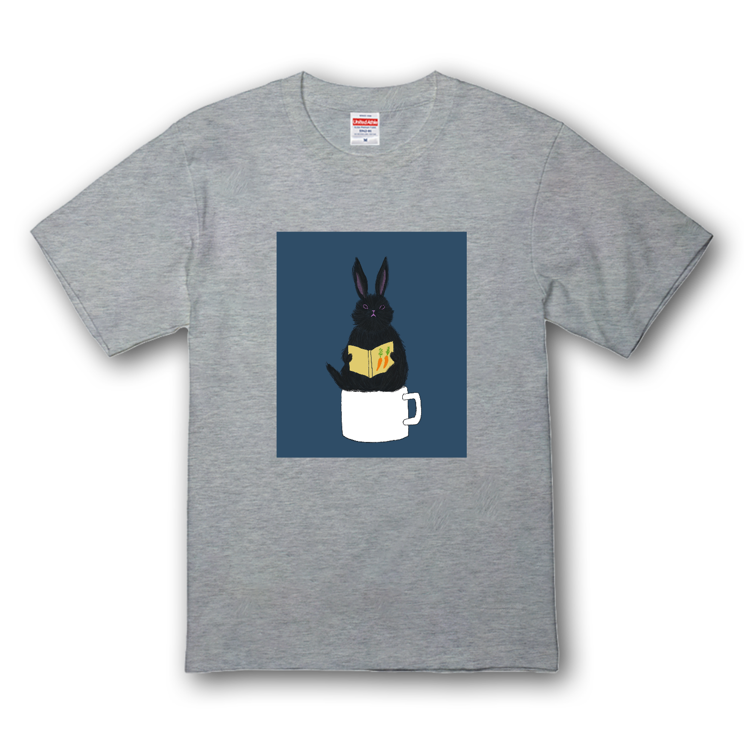 黒うさぎの読書 Tシャツ｜きなこもち - オリラボマーケット