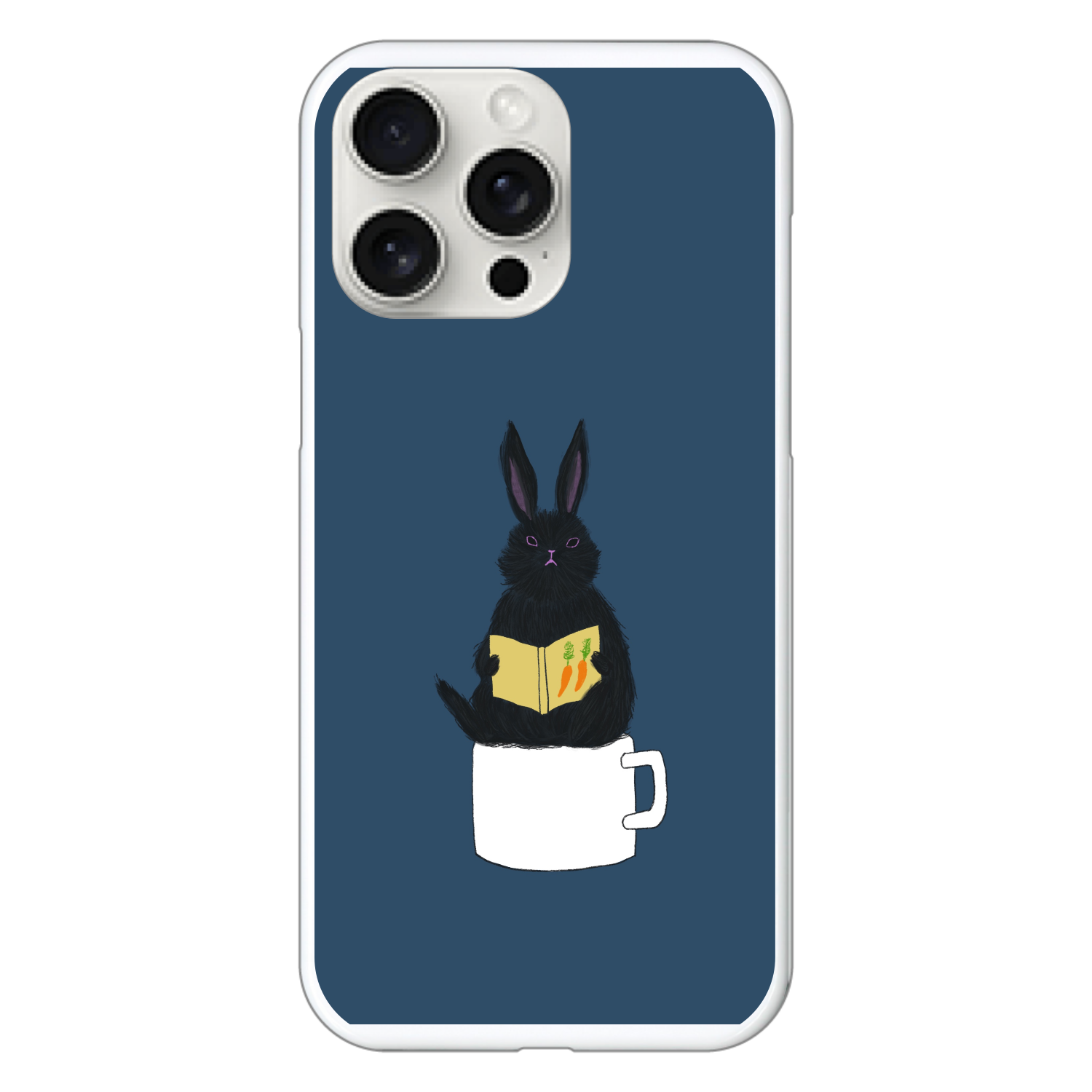 黒うさぎの読書 iPhone15 Pro Max (ハードケース)