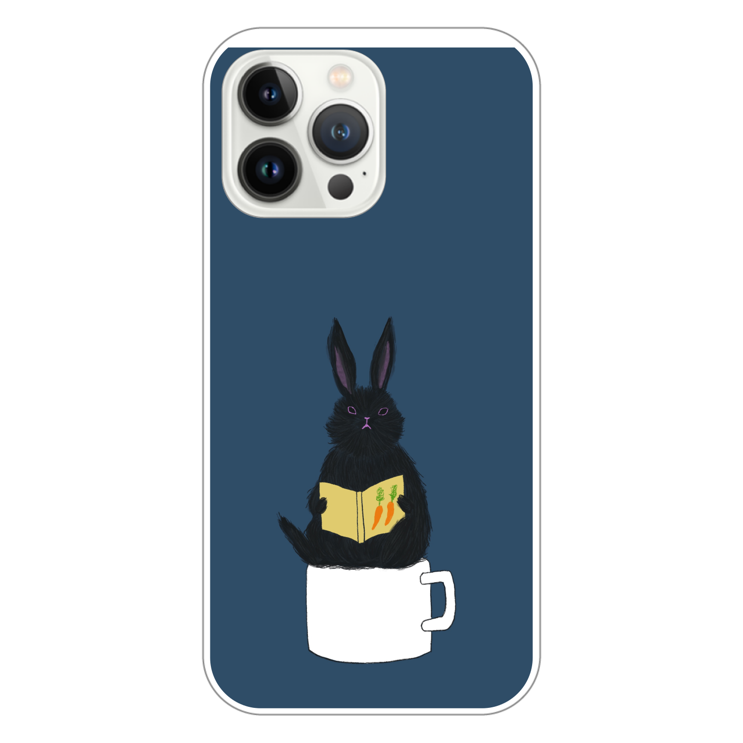 黒うさぎの読書 iPhone14 Pro Max (白)