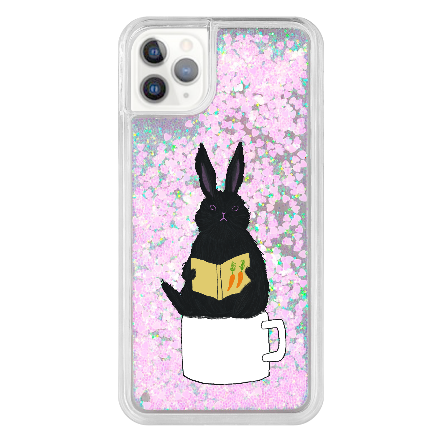 黒うさぎの読書 iPhone11 ProMax トキメキハートケース