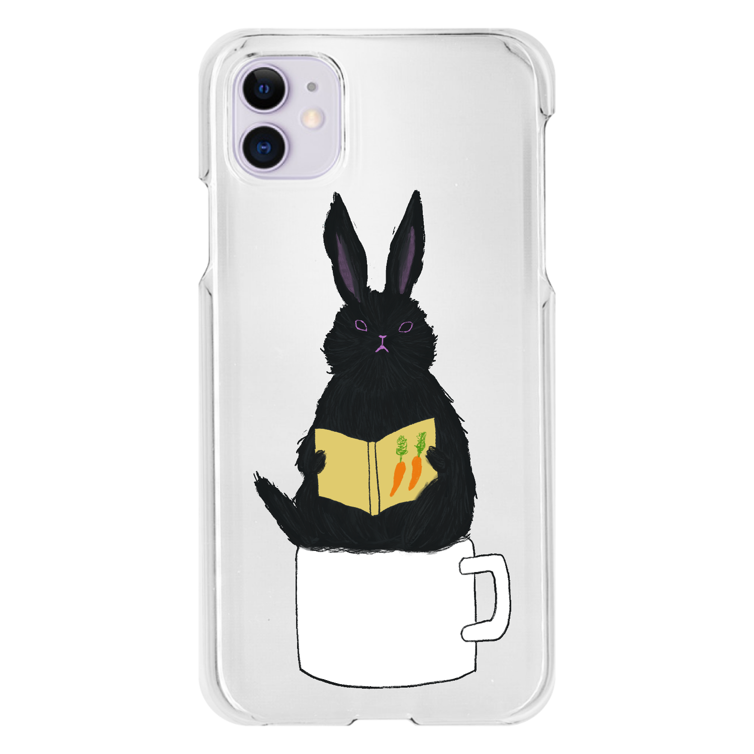 黒うさぎの読書 iPhone11(透明）