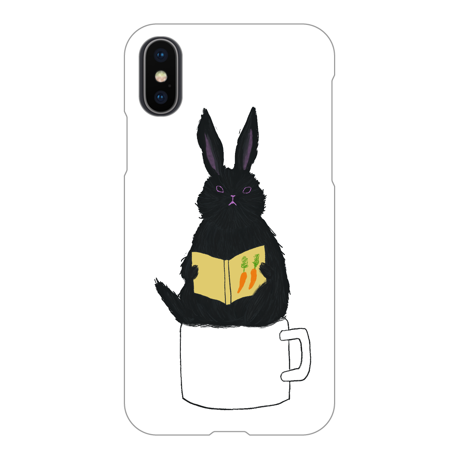 黒うさぎの読書 iPhoneX/Xs(透明)