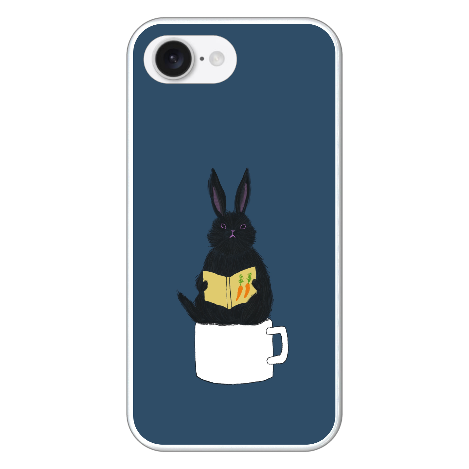 黒うさぎの読書 iPhone16e (ハードケース)