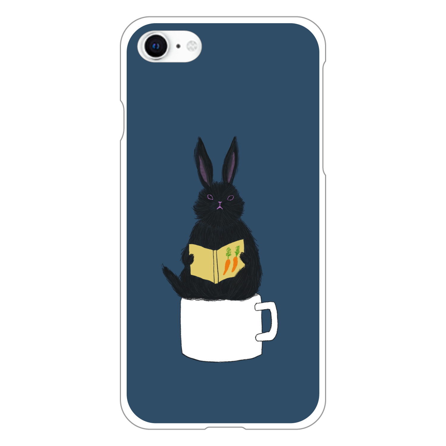 黒うさぎの読書 iPhone SE3 (第3世代)(白)