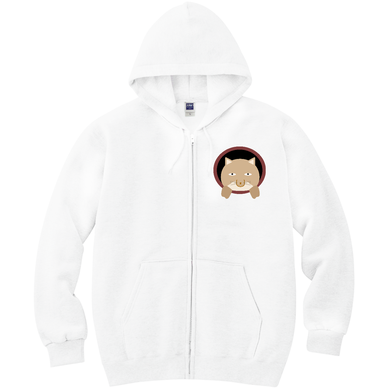 こちらを見る可愛いチベットスナギツネのイラストグッズ 軽量ジップアップパーカー