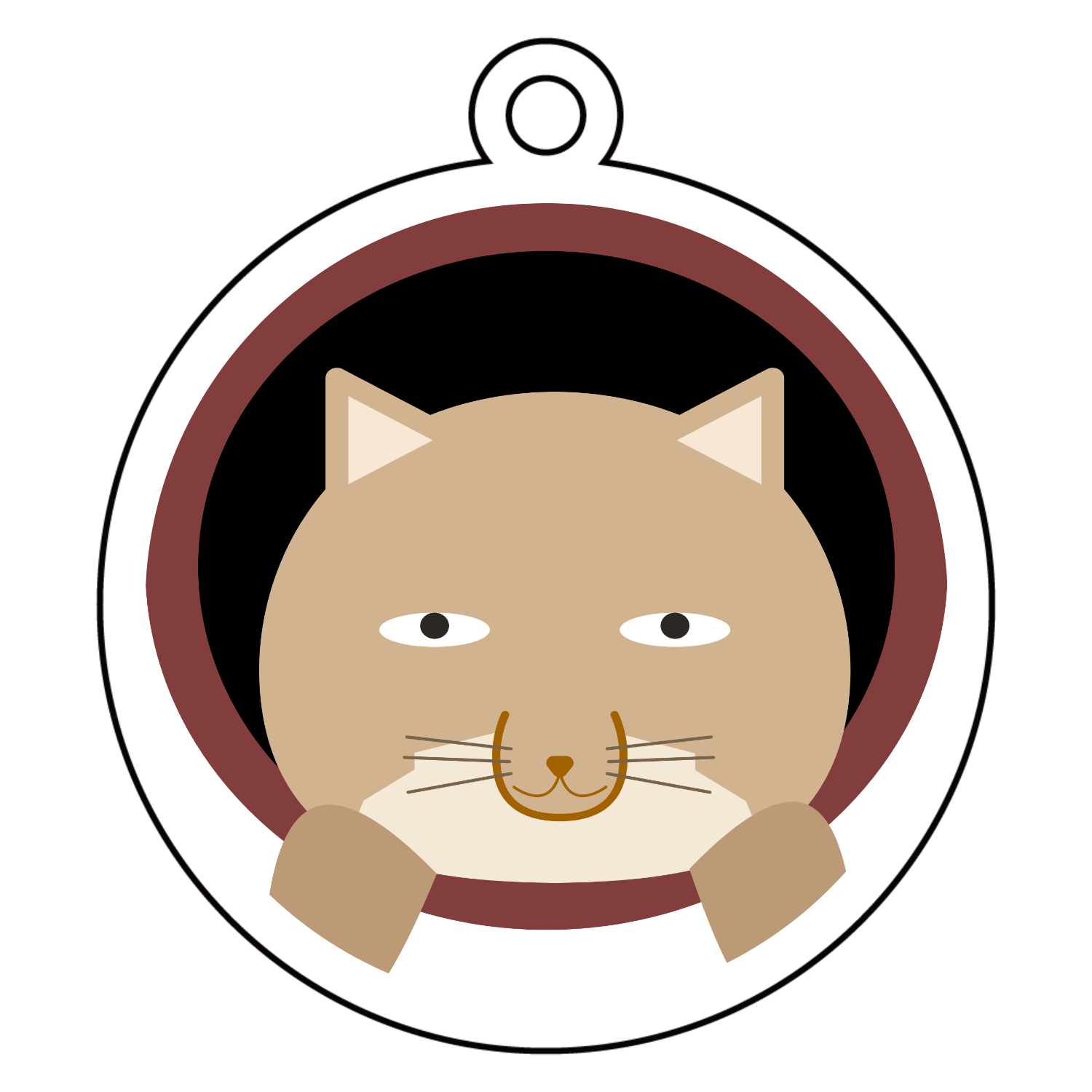 こちらを見る可愛いチベットスナギツネのイラストグッズ アクリルキーホルダー　丸型 (6cm)