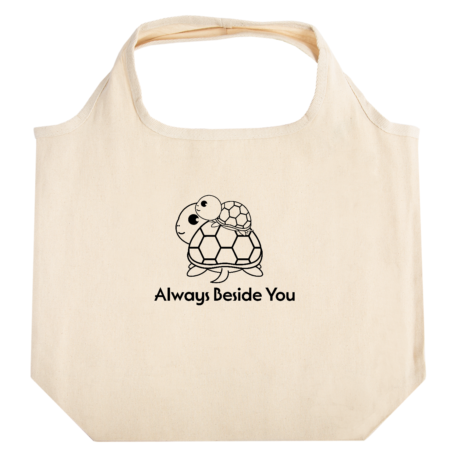 可愛い亀ちゃんの親子の線画イラスト たためるマルシェ【白プリントあり】