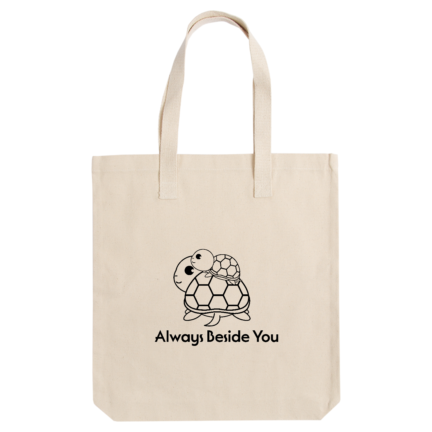 可愛い亀ちゃんの親子の線画イラスト アーバントート【白プリントあり】