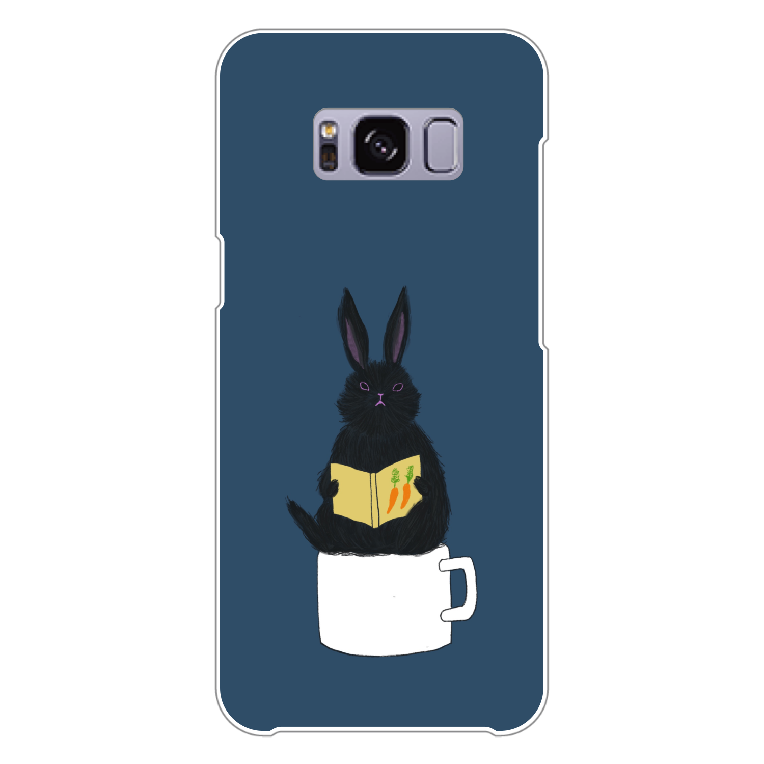 黒うさぎの読書 Galaxy S8 (SC-02J)(白)