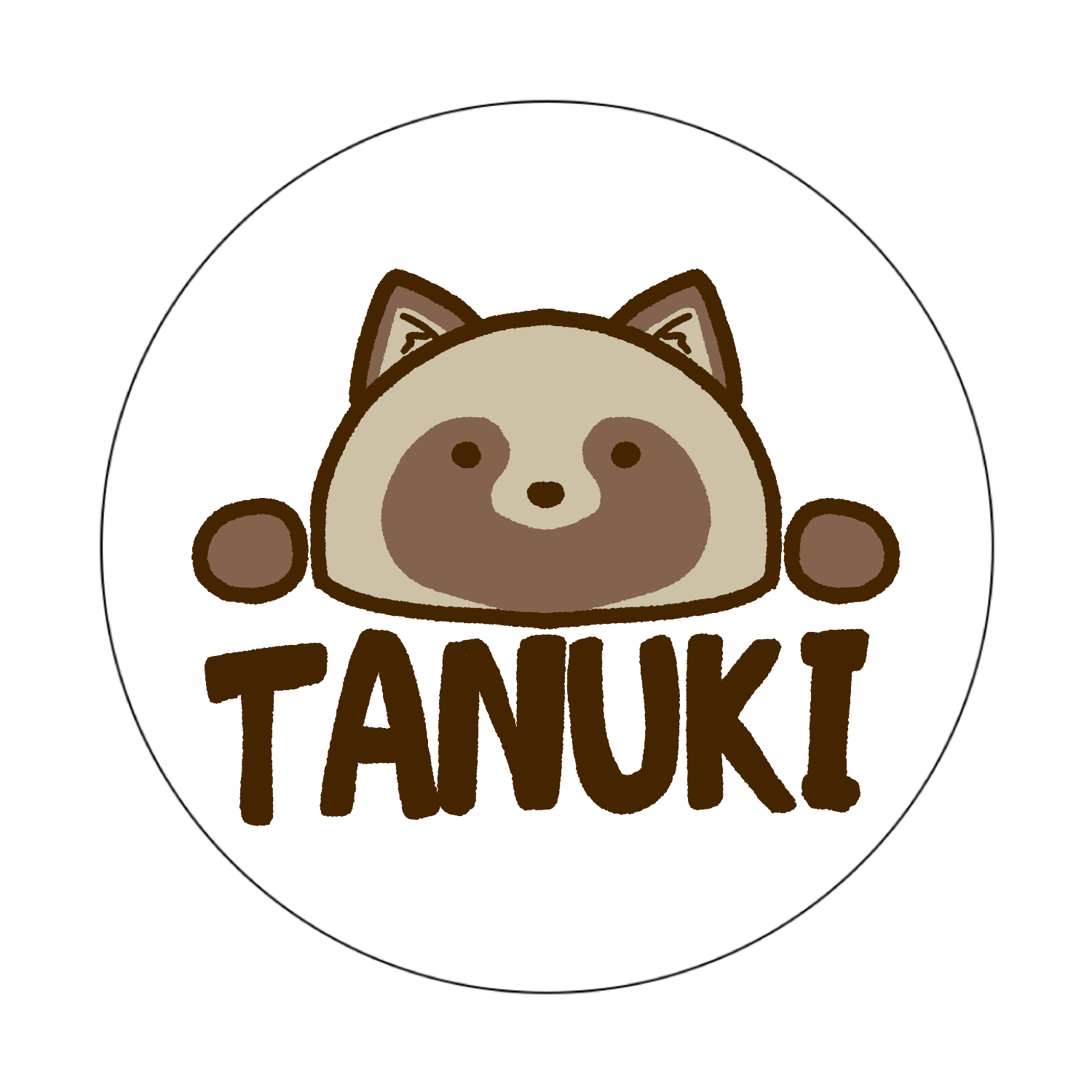 自己主張するたぬき オリジナル缶バッジ白背景(Φ75㎜)