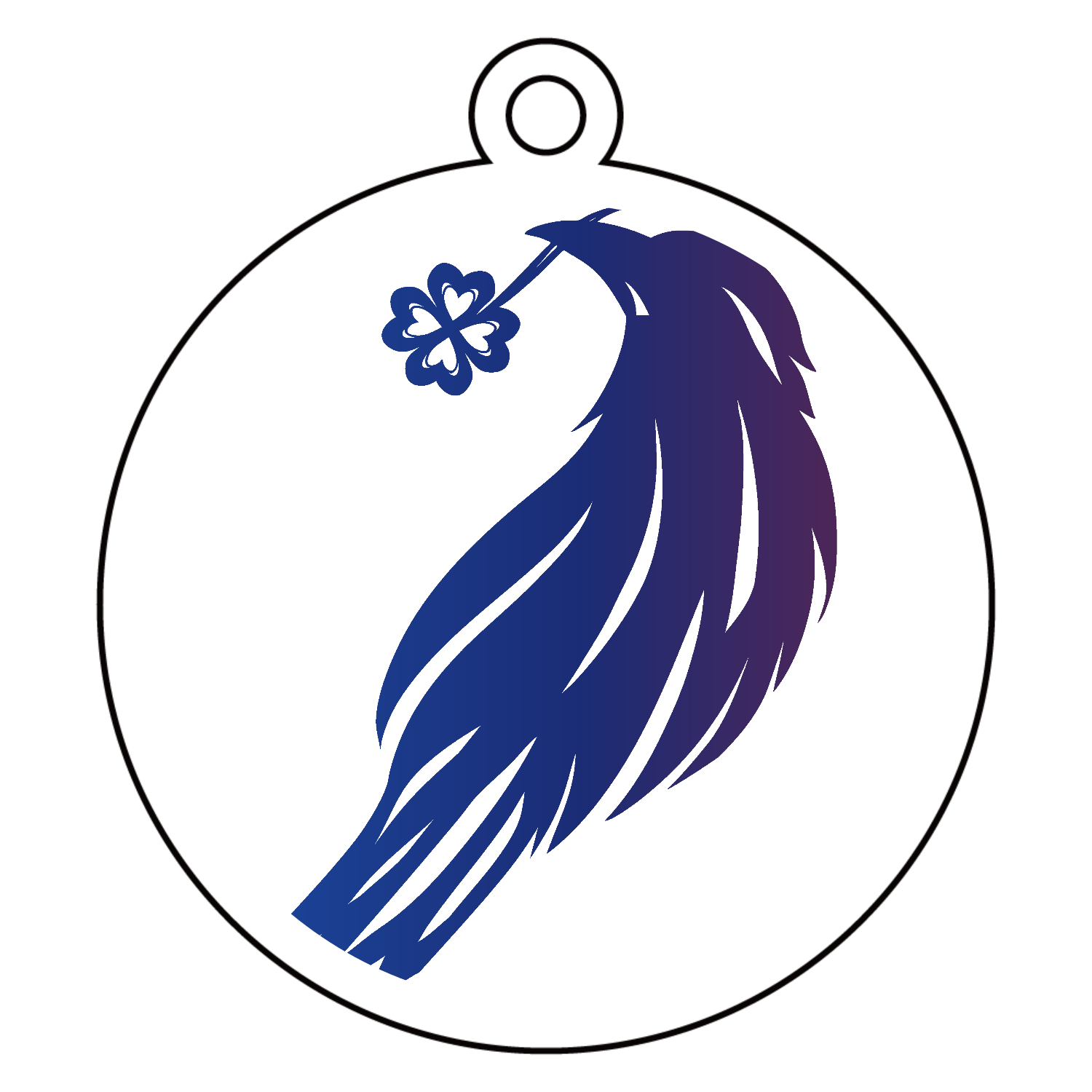 クローバー鴉のシルエット アクリルキーホルダー　丸型 (6cm)