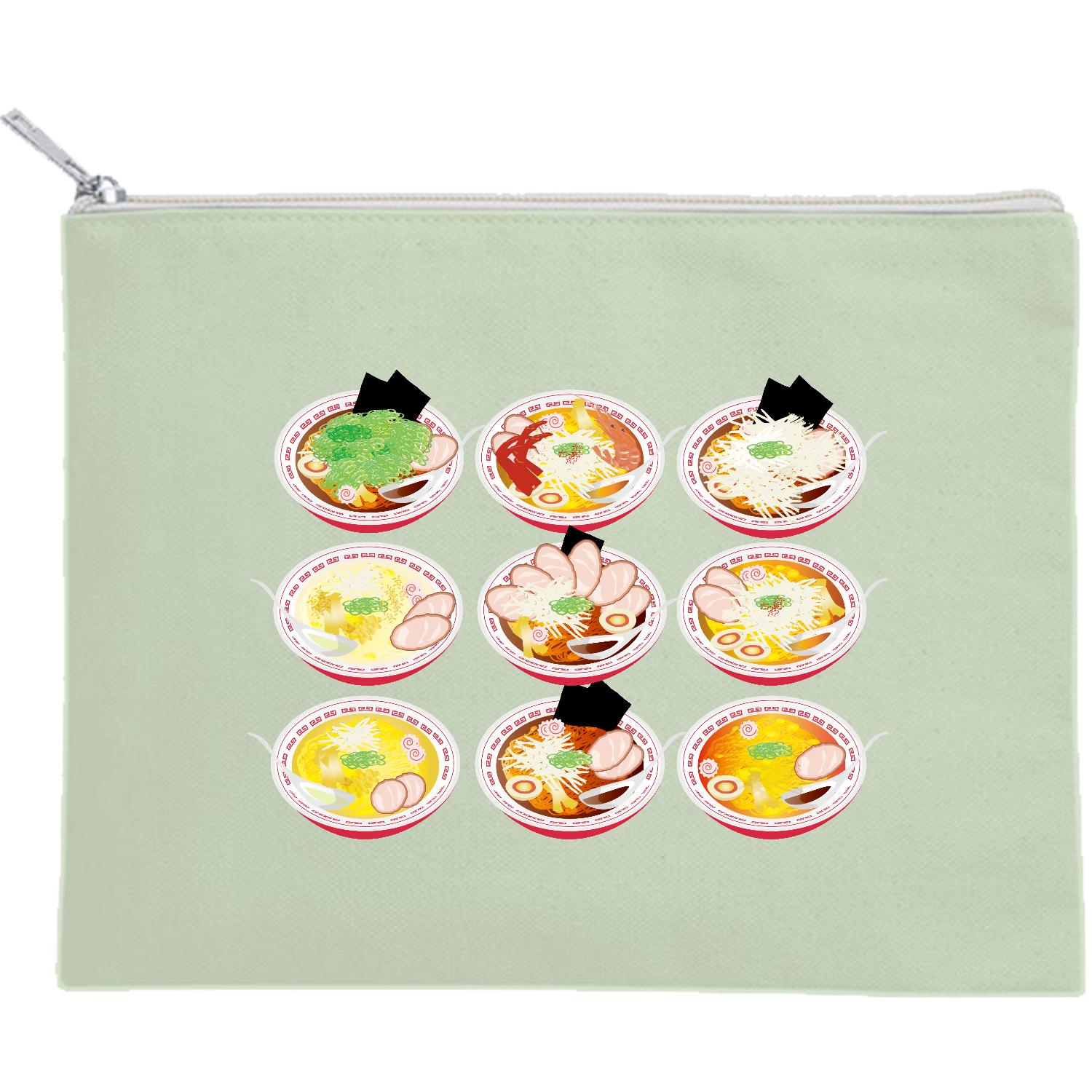 ラーメン一覧 キャンバスポーチ（M）【白プリント有】