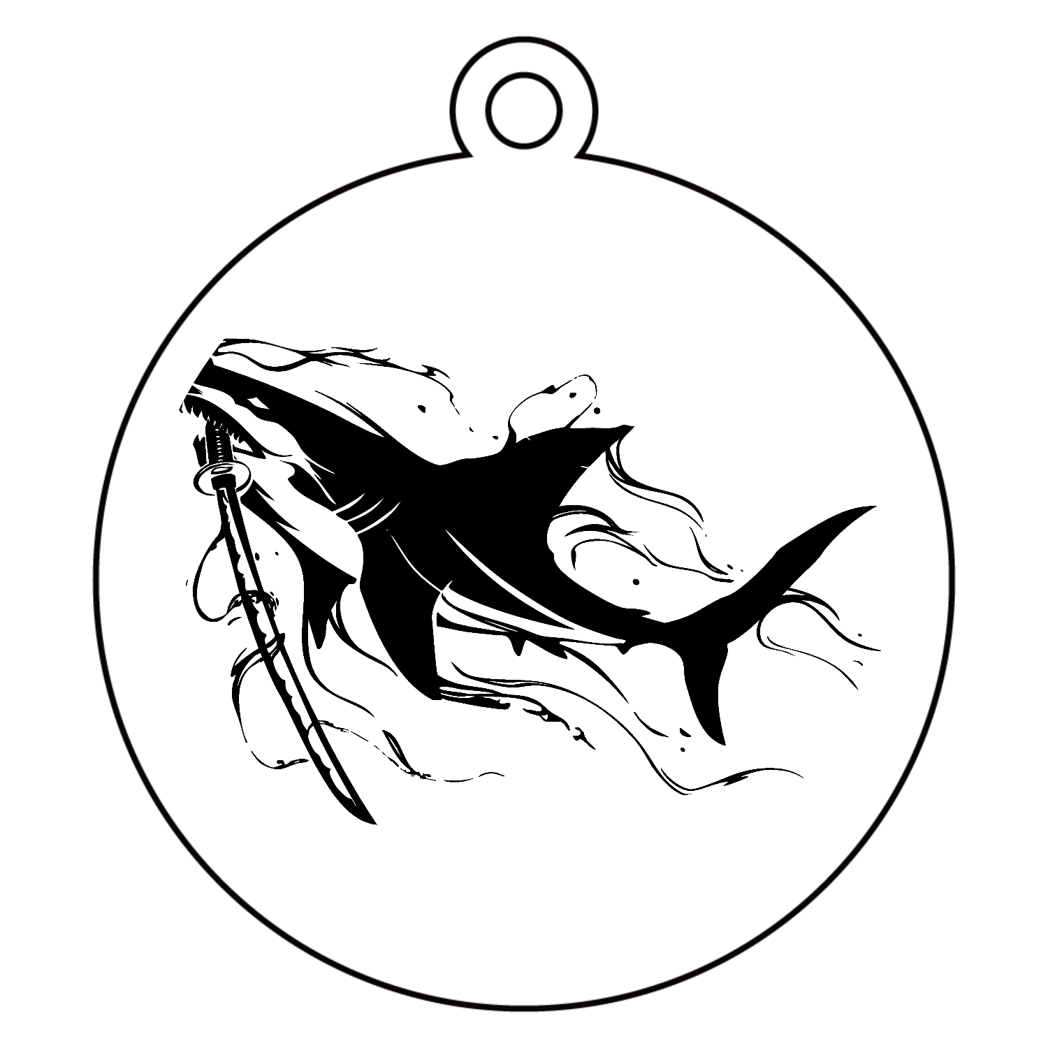 ソードブラックシャーク アクリルキーホルダー　丸型 (6cm)