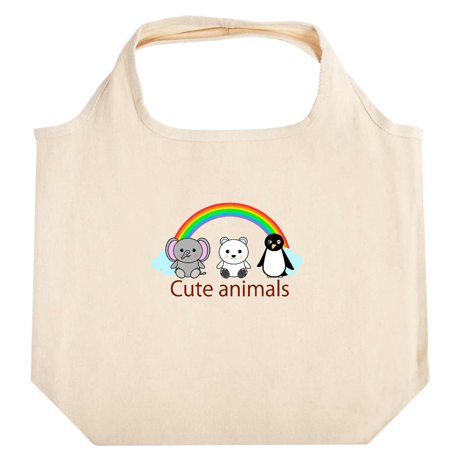 ゾウ・シロクマ・ペンギンちゃん たためるマルシェ【白プリントあり】