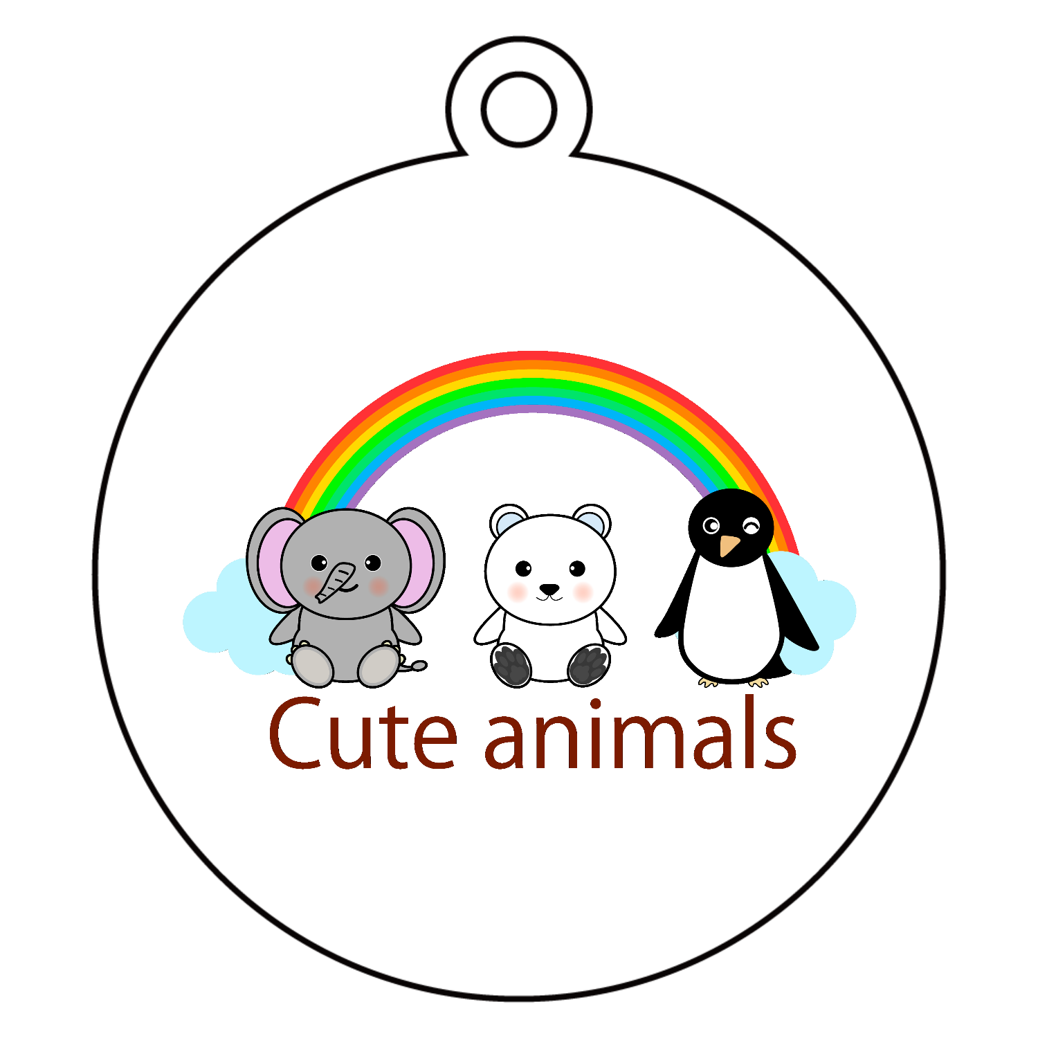 ゾウ・シロクマ・ペンギンちゃん アクリルキーホルダー　丸型 (6cm)