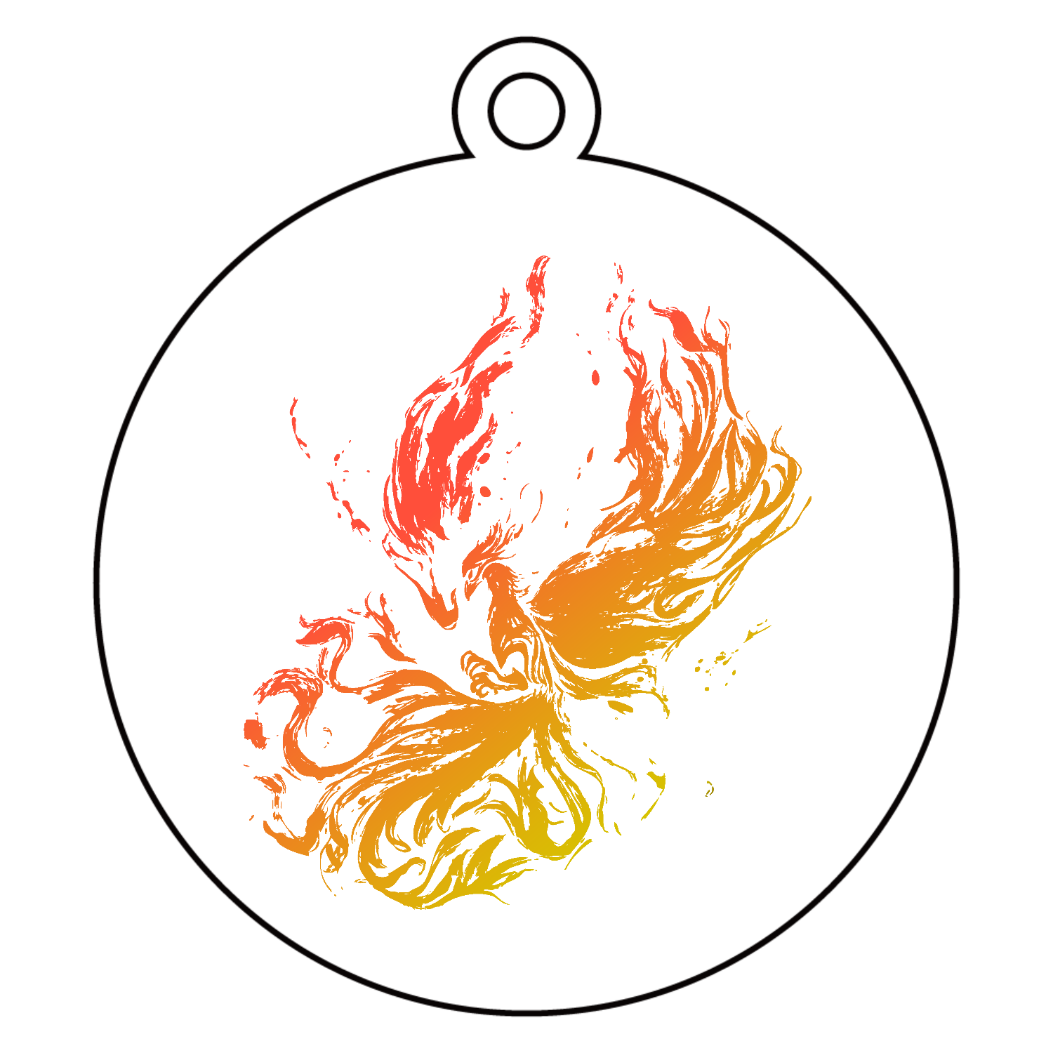 フェニックスの墨絵 アクリルキーホルダー　丸型 (6cm)