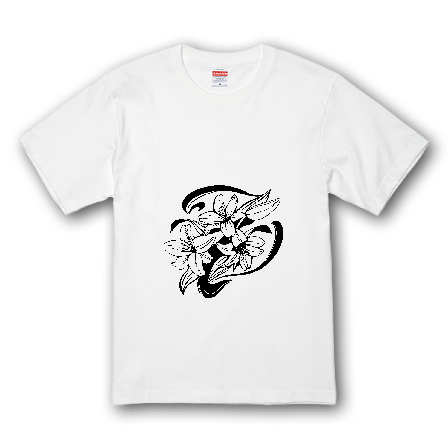 百合の花のトライバル風マーク プレミアムTシャツ