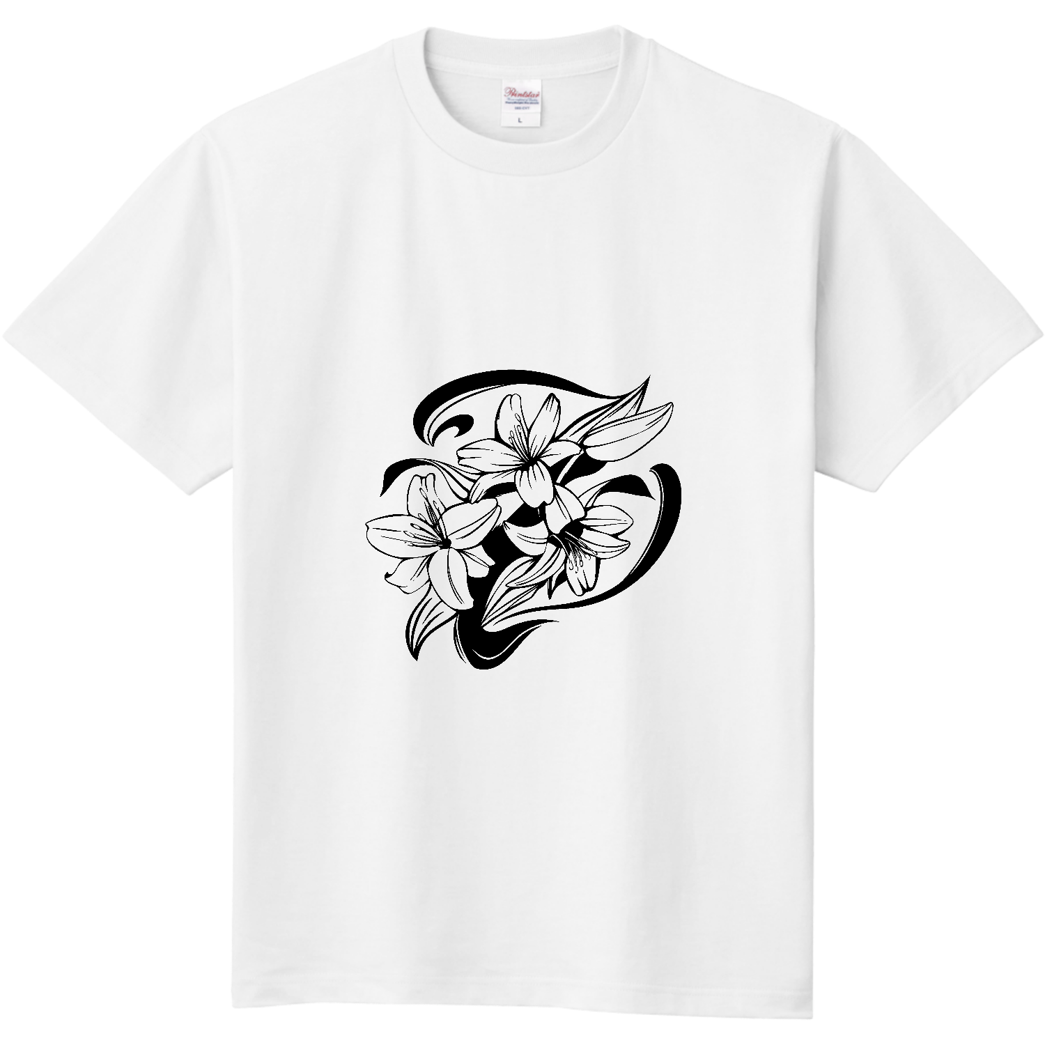 百合の花のトライバル風マーク 定番Ｔシャツ