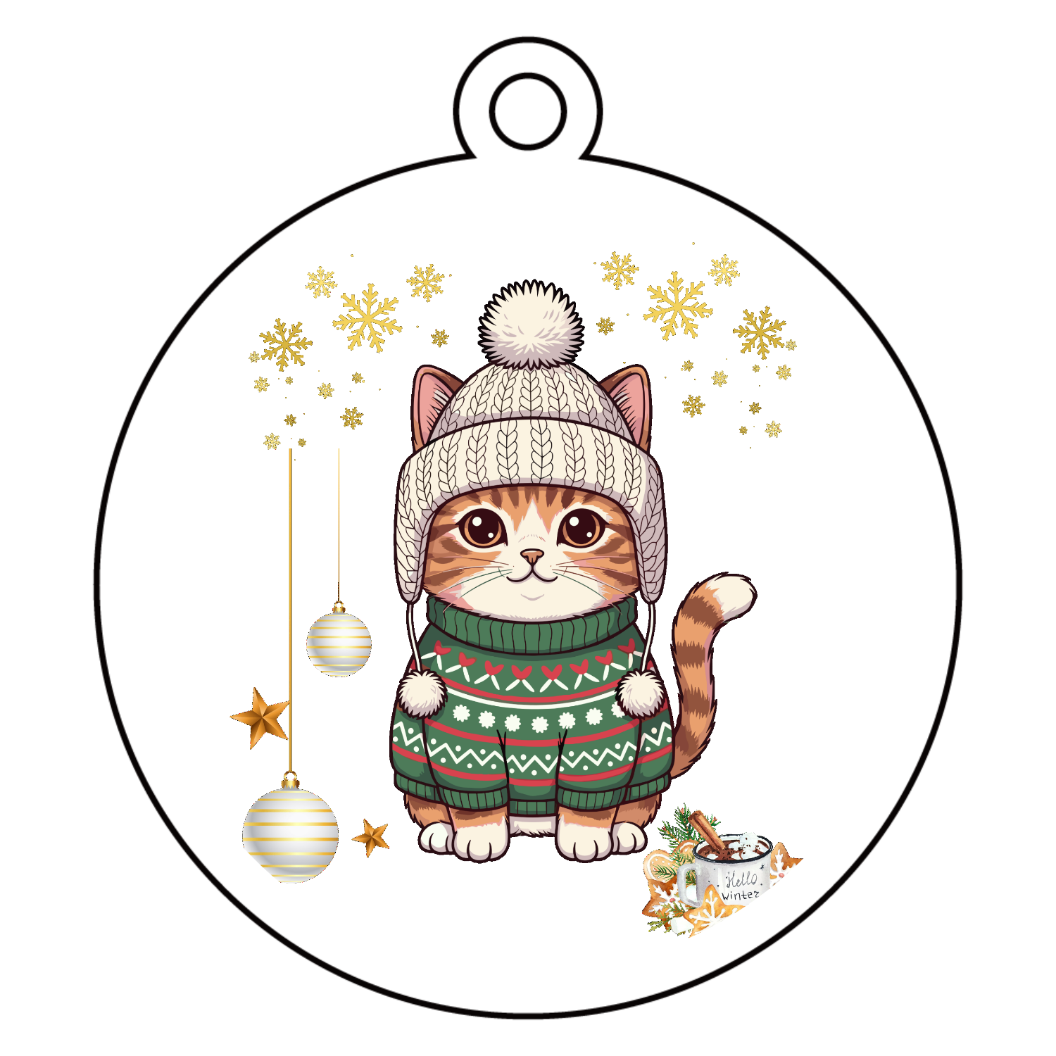 かわいいねこちゃんの冬支度 アクリルキーホルダー　丸型 (6cm)