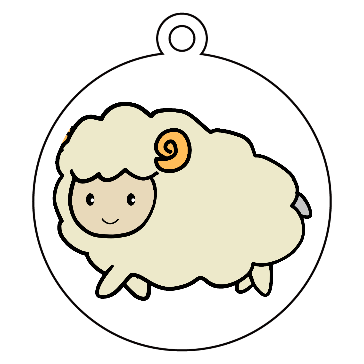 可愛い羊ちゃんのイラスト アクリルキーホルダー　丸型 (6cm)