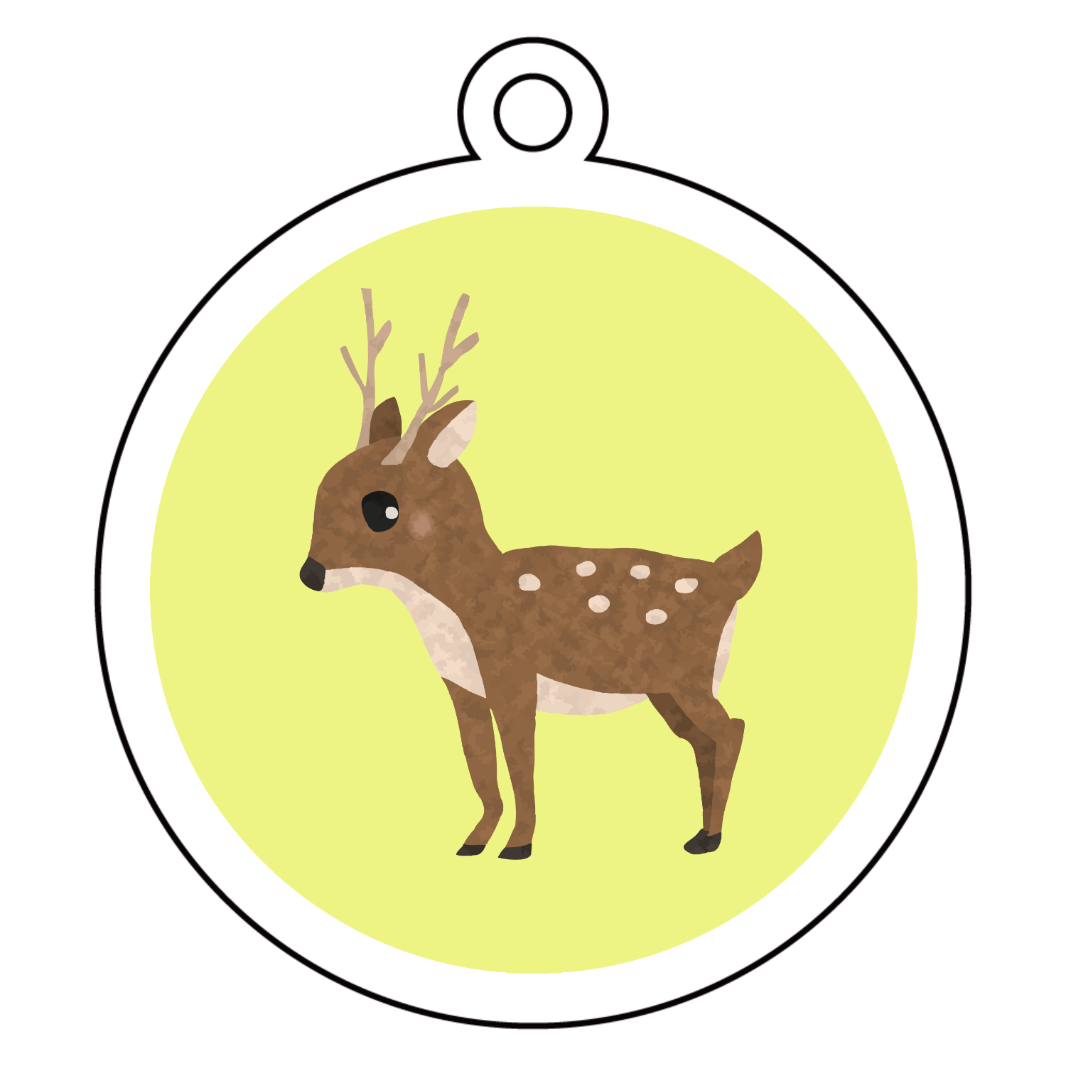 手書きの鹿ちゃん アクリルキーホルダー　丸型 (6cm)