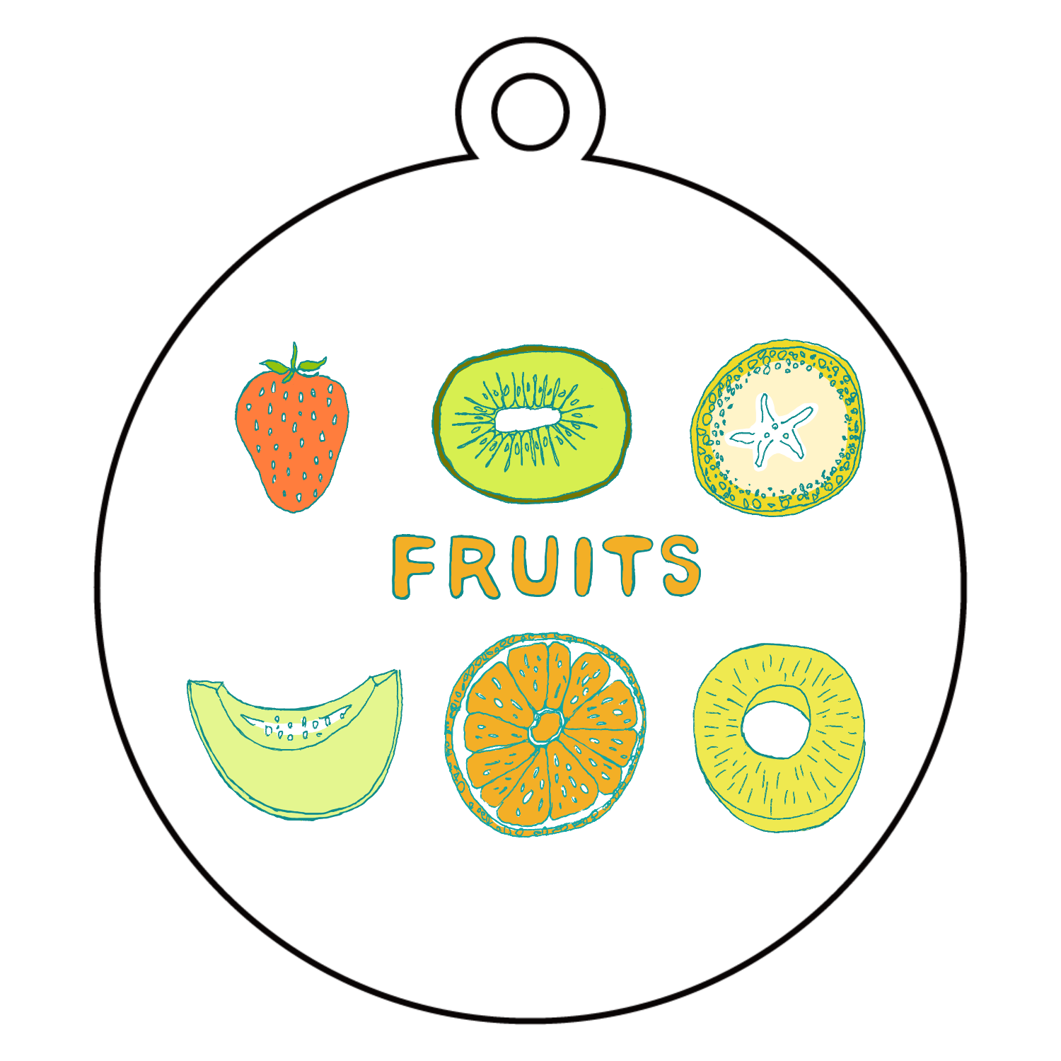 フルーツ好きのためのデザイン アクリルキーホルダー　丸型 (6cm)