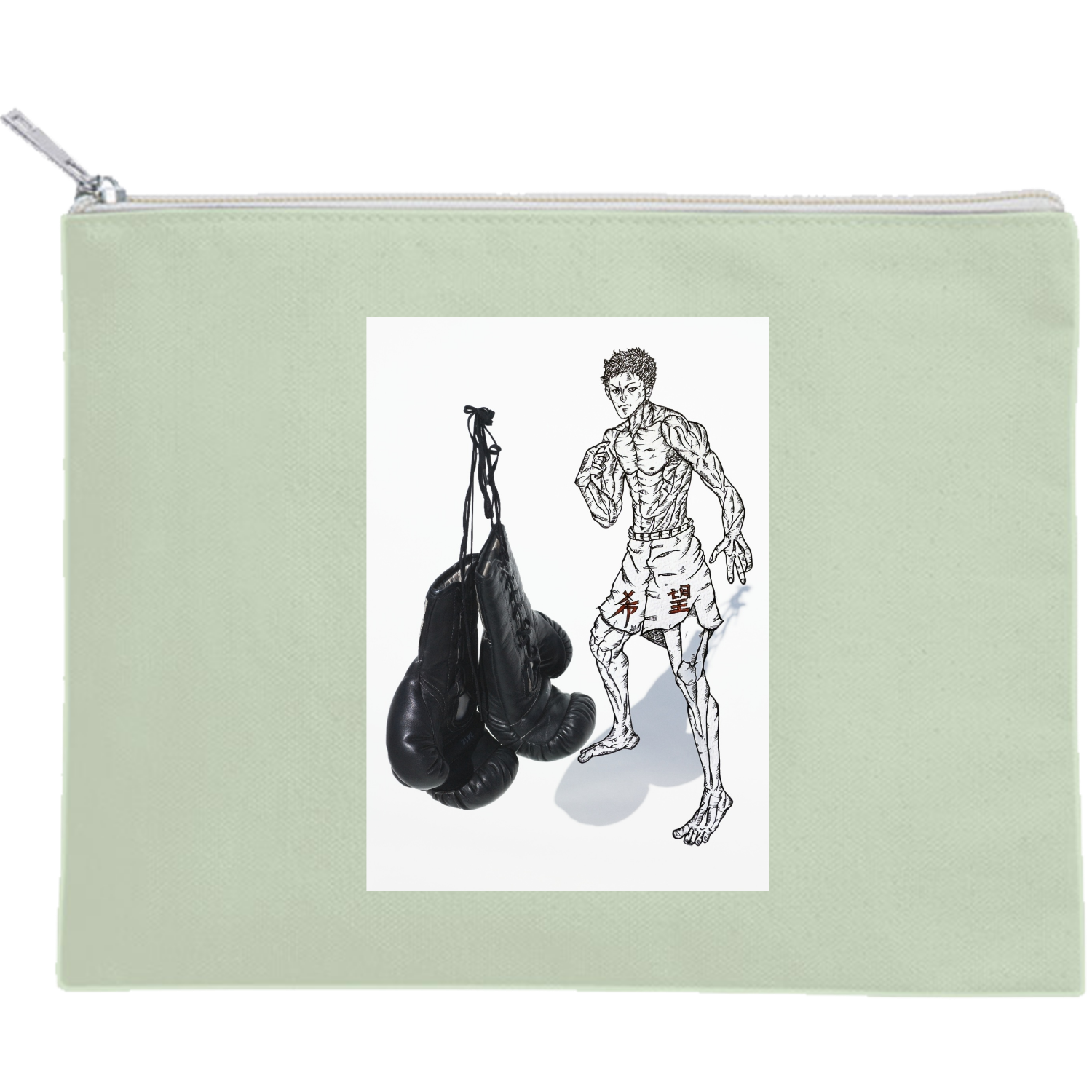 ボクシング・スポーツ・格闘技 キャンバスフラットポーチ（M）【白プリント有】