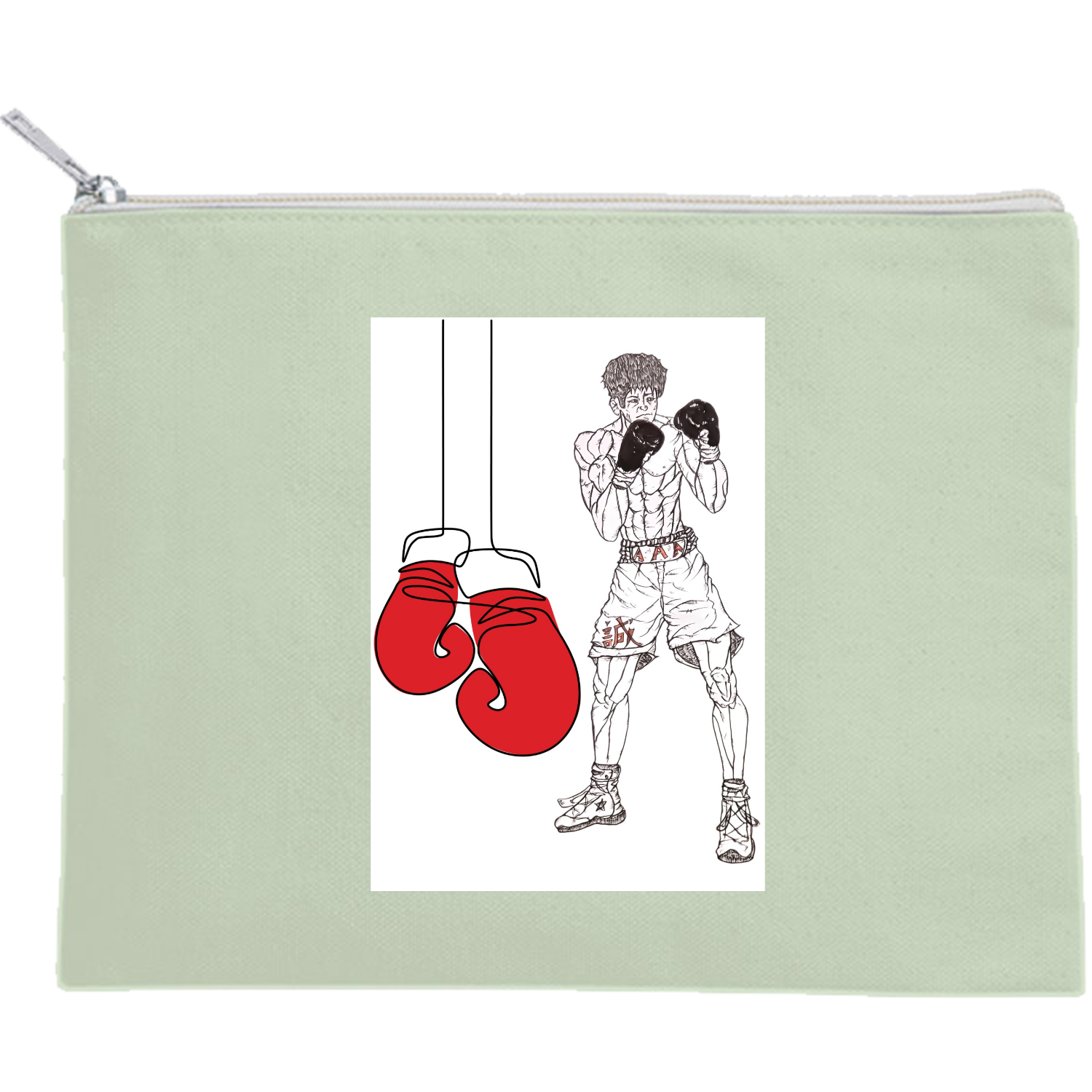 スポーツ・ボクサー・格闘技・整う キャンバスフラットポーチ（M）【白プリント有】