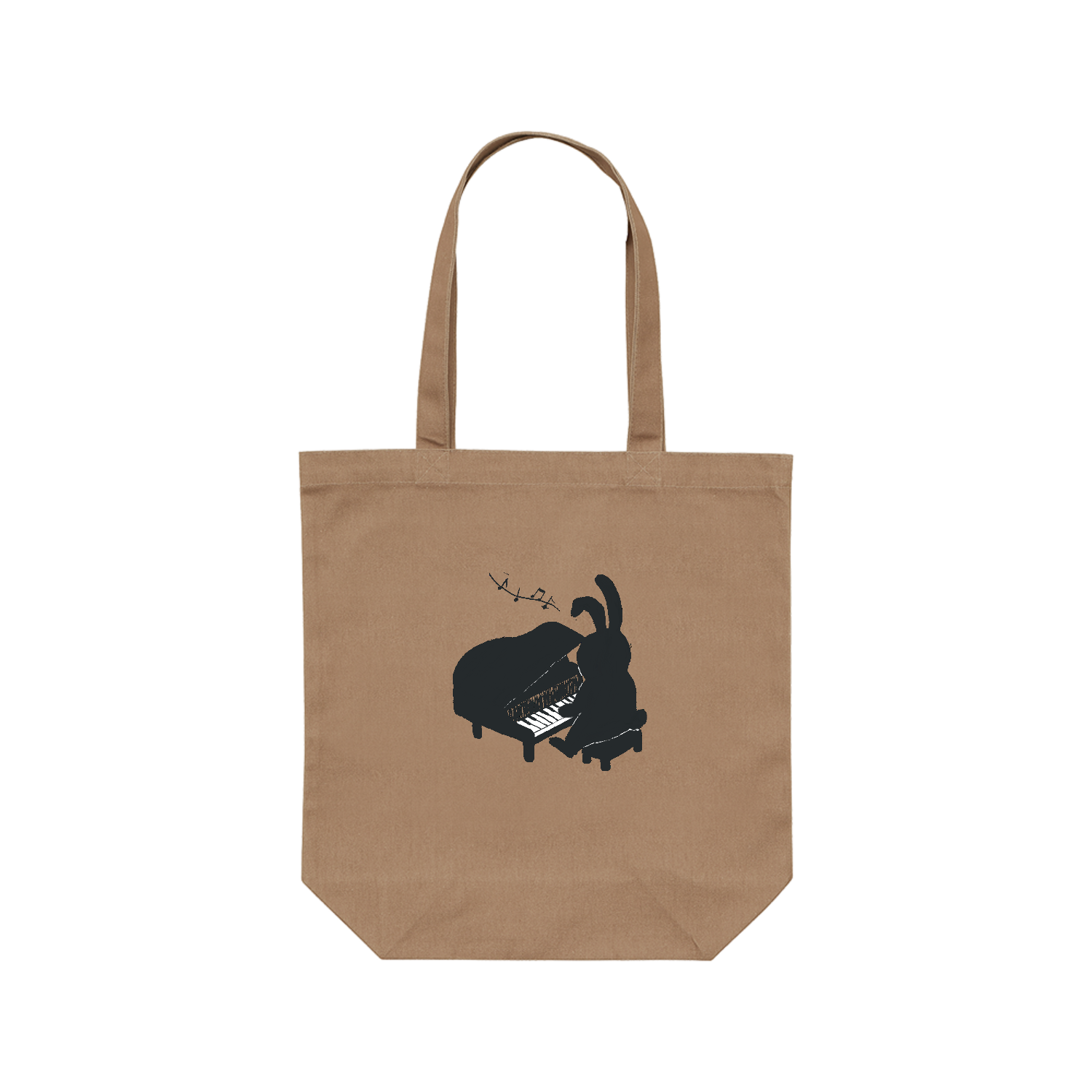 ピアノをひくうさぎ レギュラーキャンバストートバッグ(M) (フルカラー転写プリント)