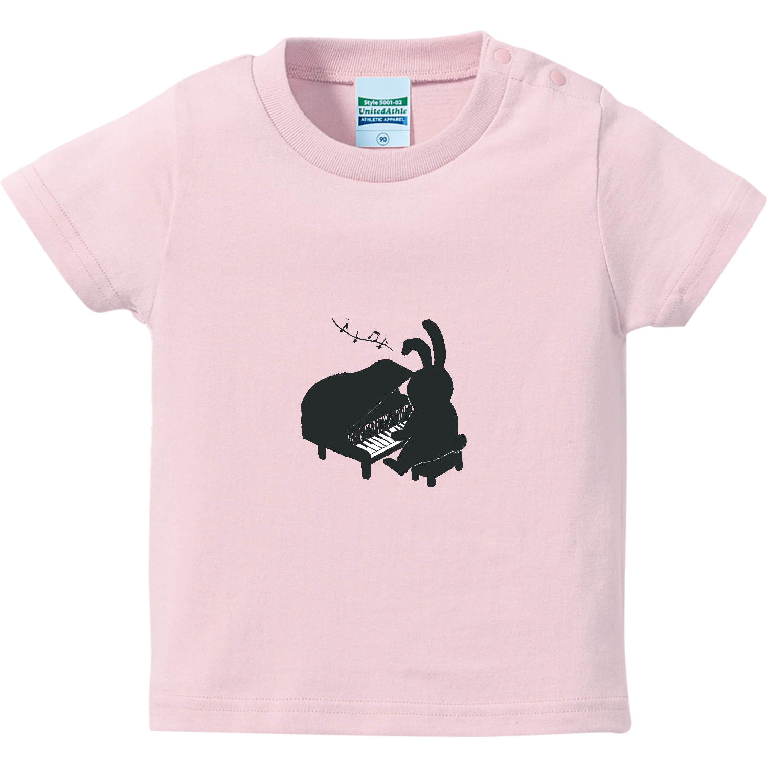 ピアノをひくうさぎ ハイクオリティーベビーTシャツ