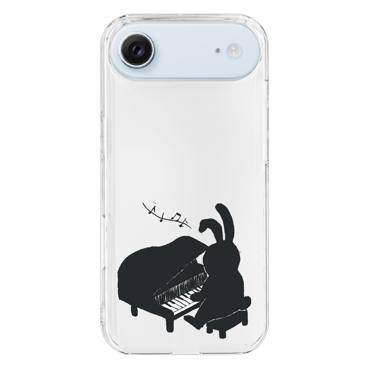 ピアノをひくうさぎ iPhone17 Air (透明)(ハードケース)