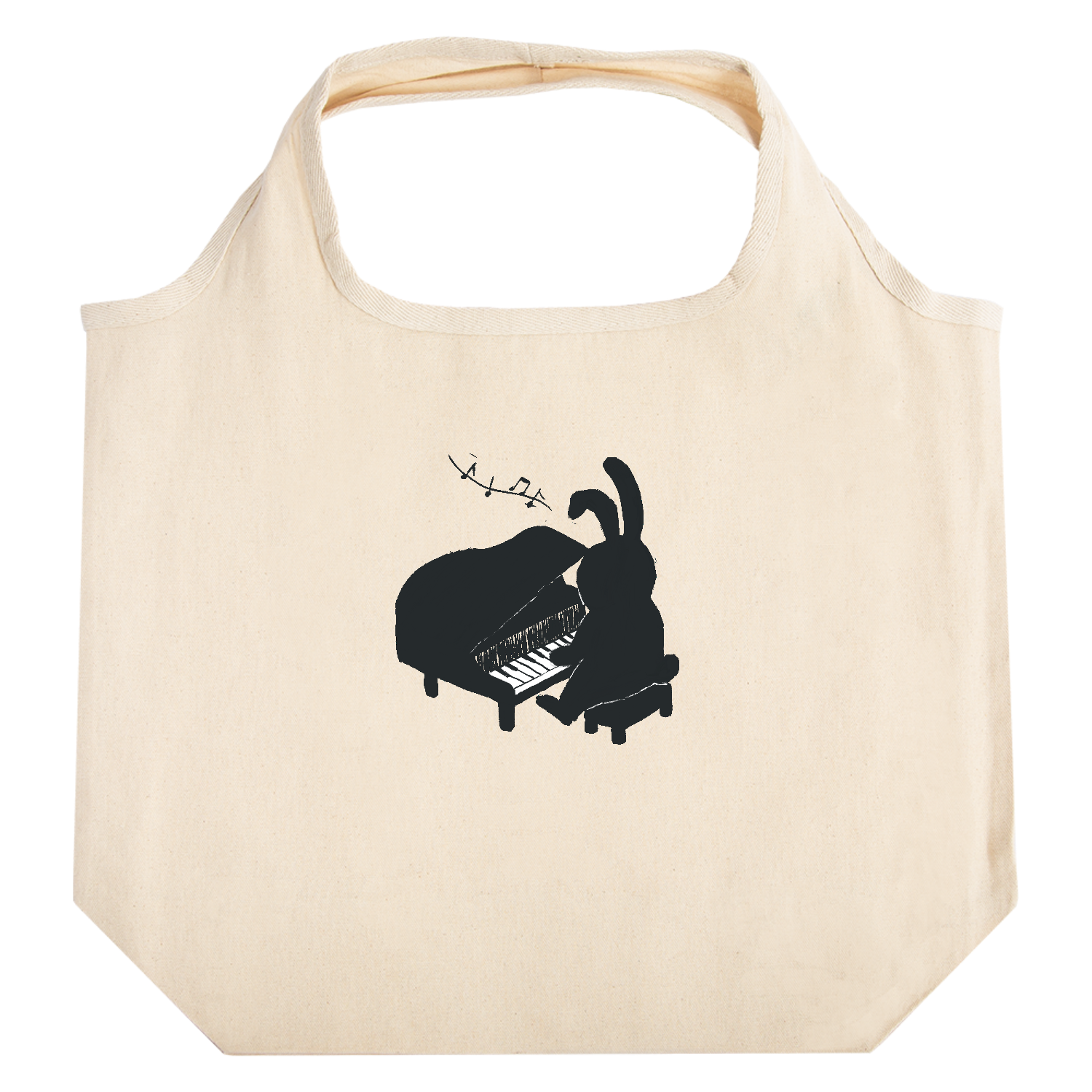 ピアノをひくうさぎ たためるマルシェ【白プリントあり】