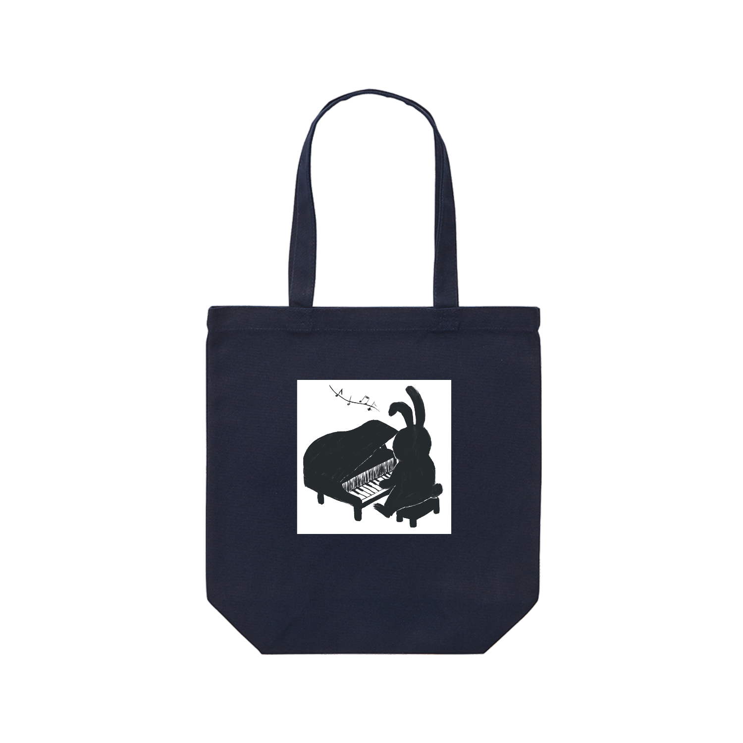 ピアノをひくうさぎ レギュラーキャンバストートバッグ(M) (フルカラー転写プリント)