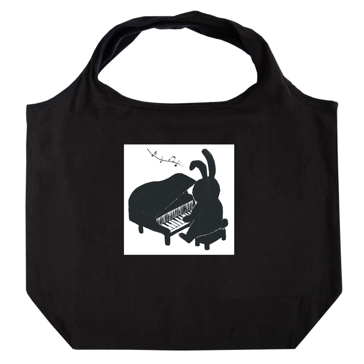 ピアノをひくうさぎ たためるマルシェ【白プリントあり】