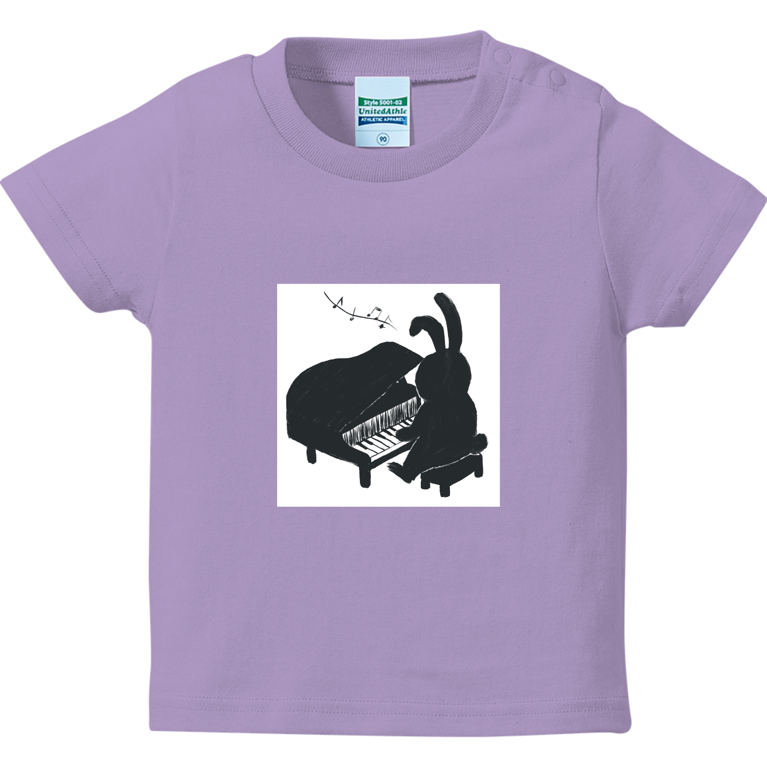 ピアノをひくうさぎ ハイクオリティーベビーTシャツ