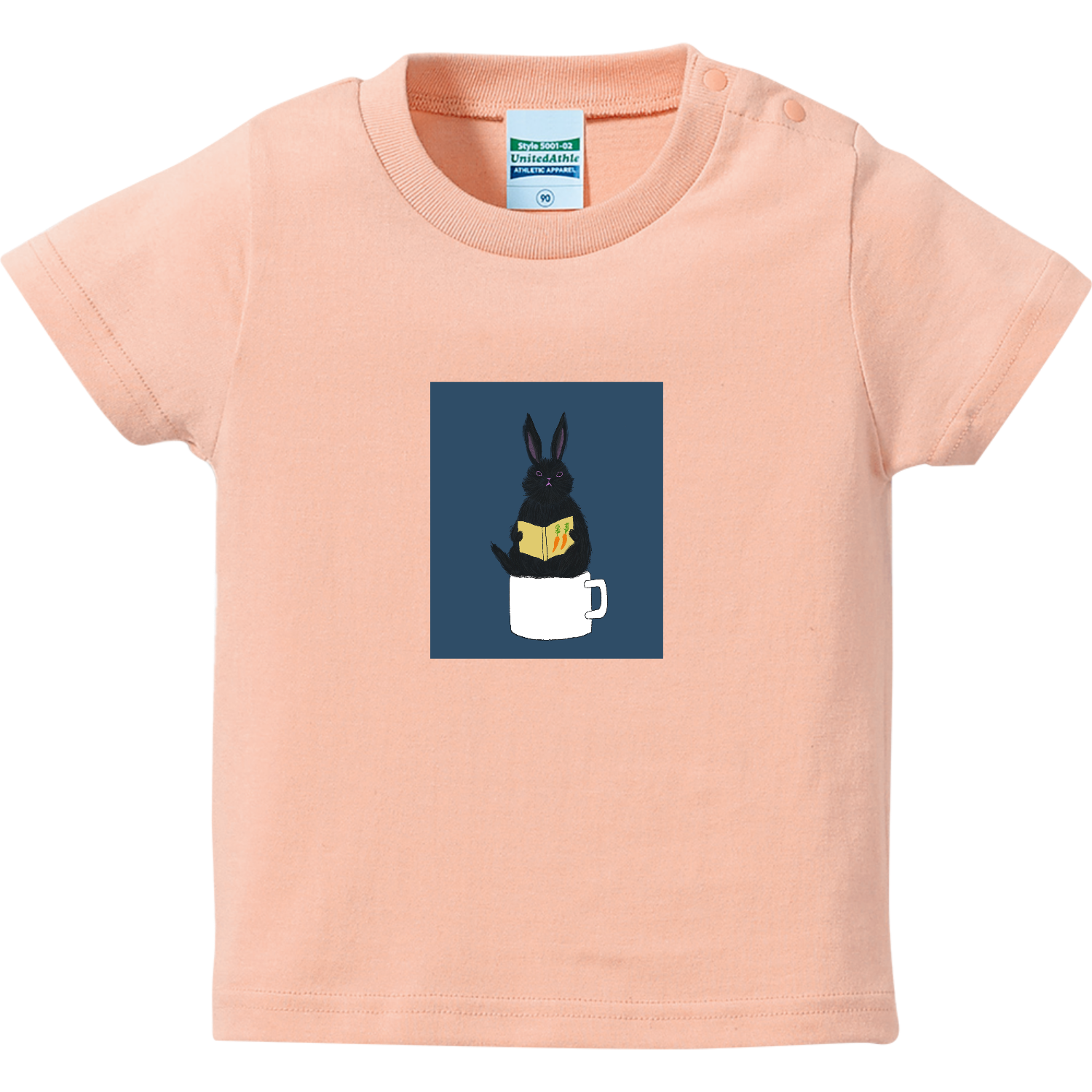 黒うさぎの読書 ハイクオリティーベビーTシャツ