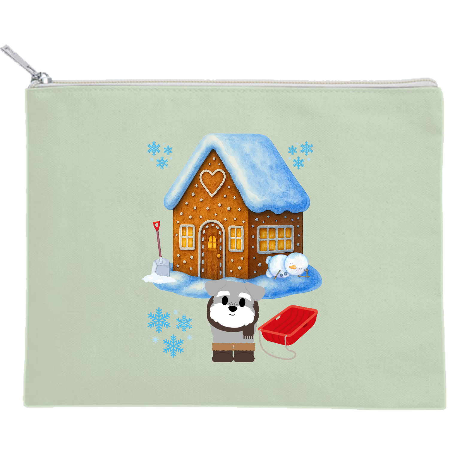 冬の訪れ　パート2 キャンバスフラットポーチ（M）【白プリント有】