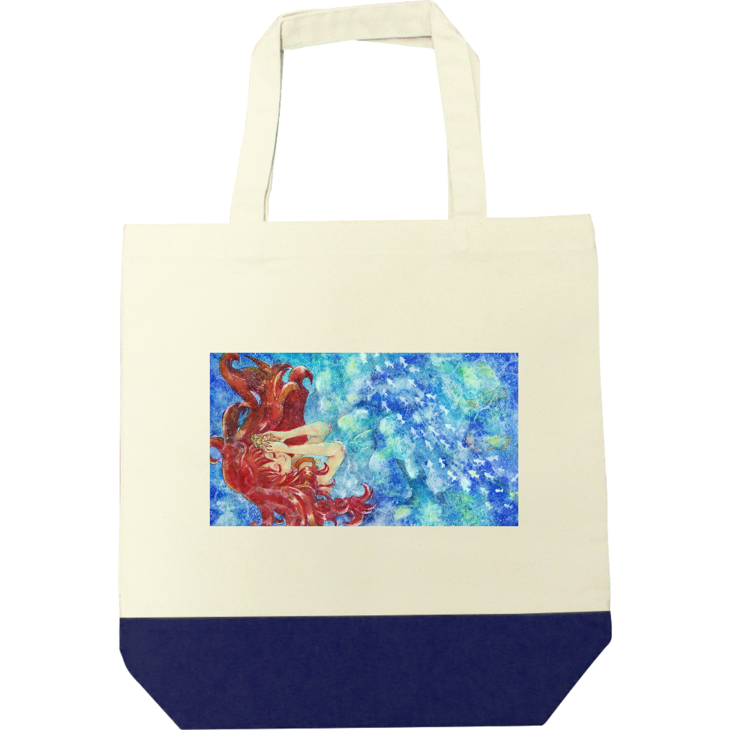 思ひ出の海 キャンバスツートントートバッグ（M)