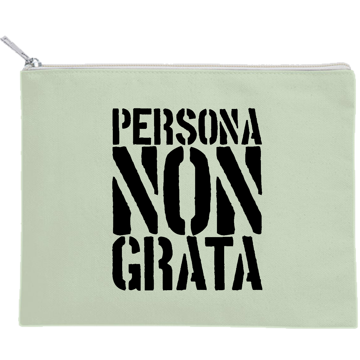 ペルソナ・ノン・グラータ（PERSONA NON GRATA）【時事・政治・言葉・ペルソナノングラータ】 キャンバスフラットポーチ（M）【白プリント有】