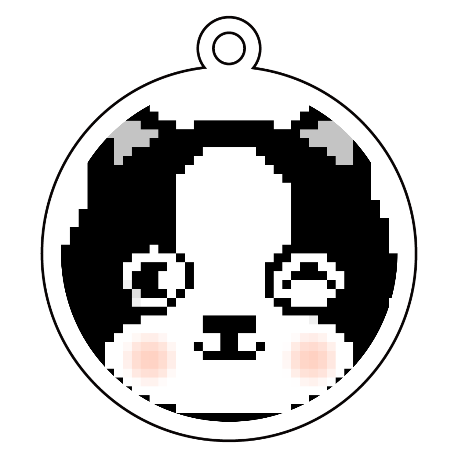 フレンチブルドッグのドット絵 アクリルキーホルダー　丸型 (6cm)