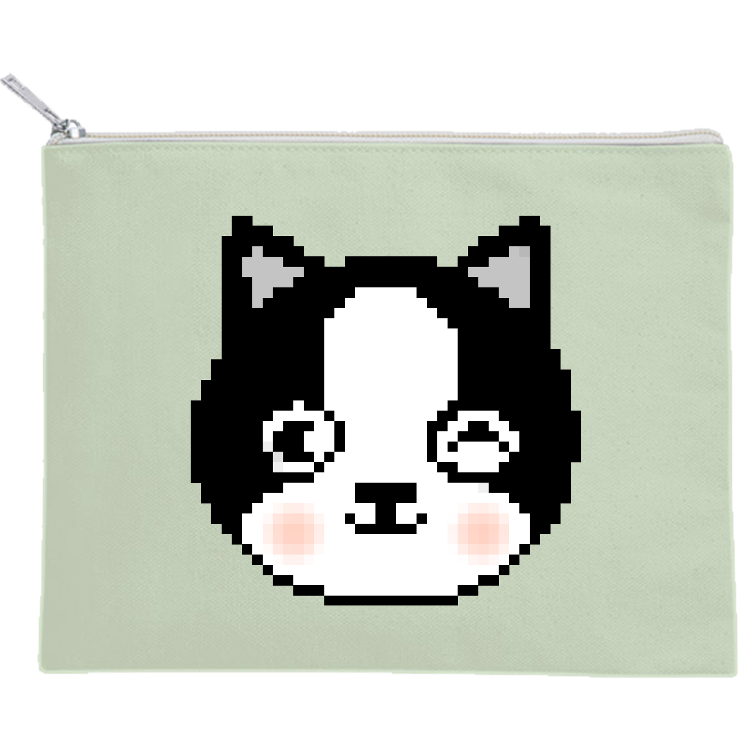 フレンチブルドッグのドット絵 キャンバスポーチ（M）【白プリント有】